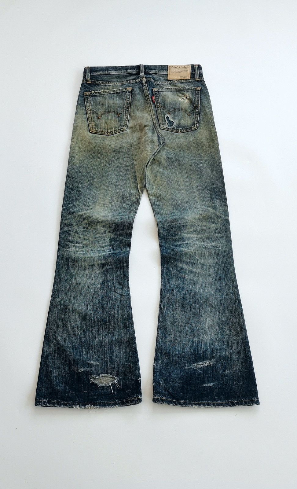 Edwin Bootcut Thrashed Edwin 500RV Mud Distressed Jeans ERD Grunge Size US 31 - 9 Thumbnail