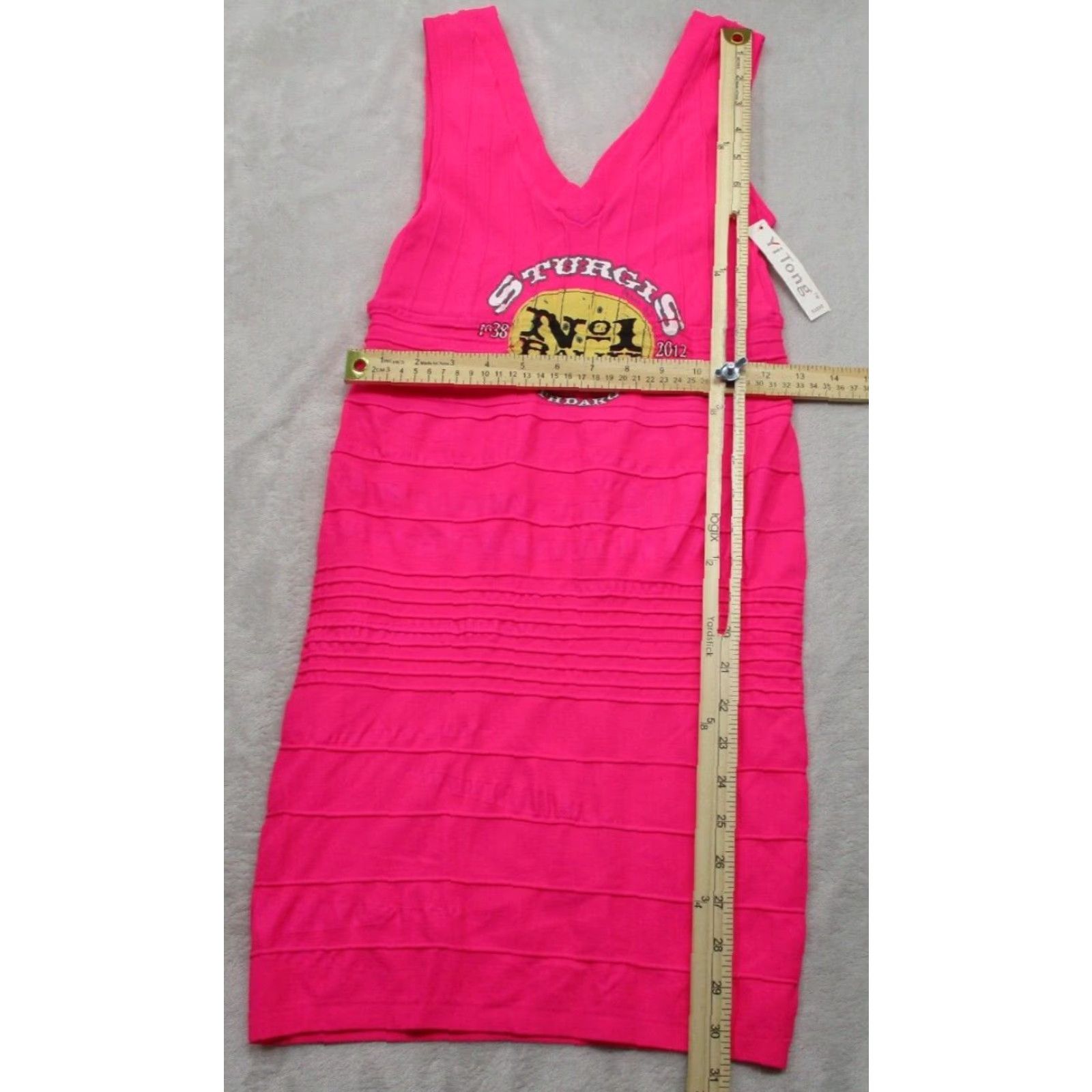 Vintage VINTAGE Sturgis 2012 Womens Body Dress Stretch Lightweight NWT One Size Hot Pink Size ONE SIZE - 3 Thumbnail