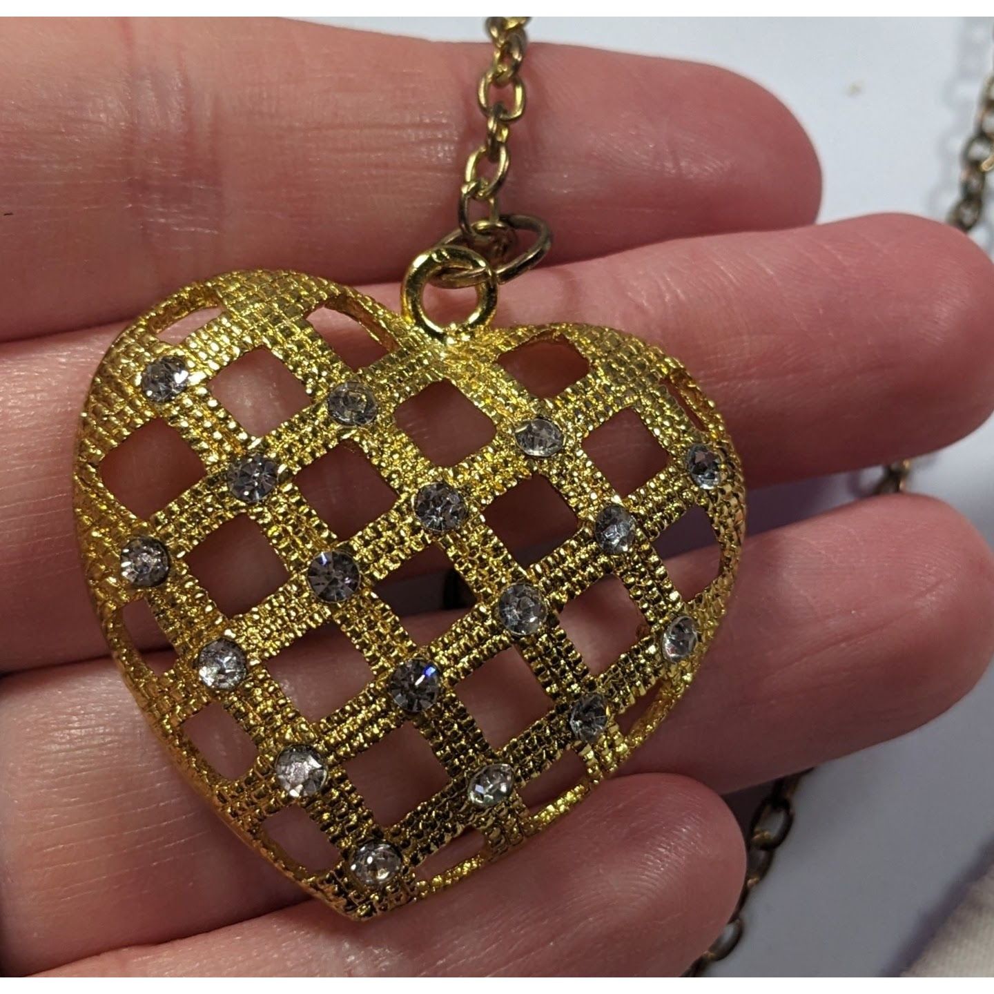 Other Coquette Glam Gold Tone Lattice Concave Heart Necklace Size ONE SIZE - 4 Thumbnail