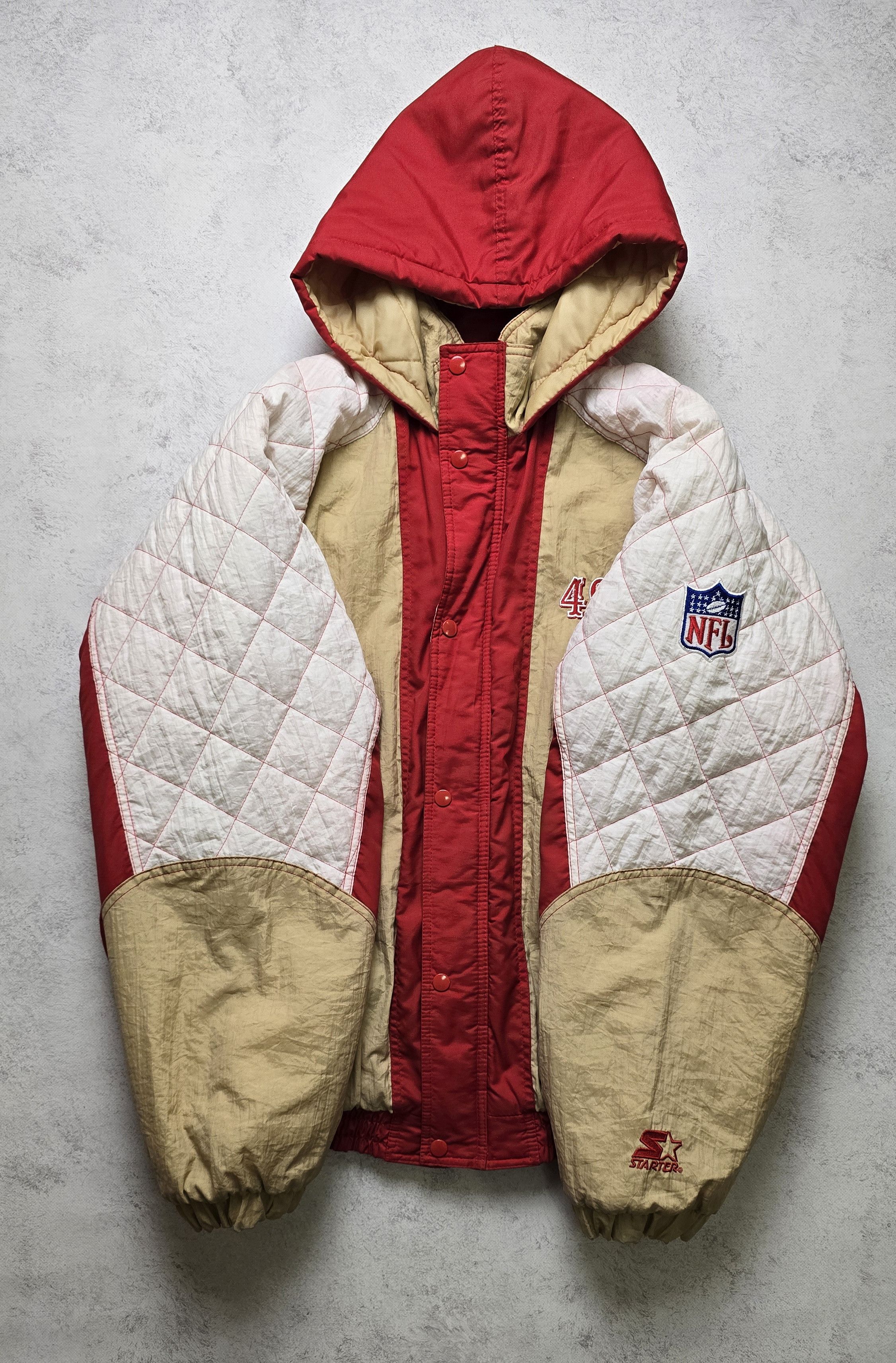 Starter VTG San Francisco 49ers Puffer Jacket 90s Hooded Big Logo Size US XL / EU 56 / 4 - 12 Thumbnail