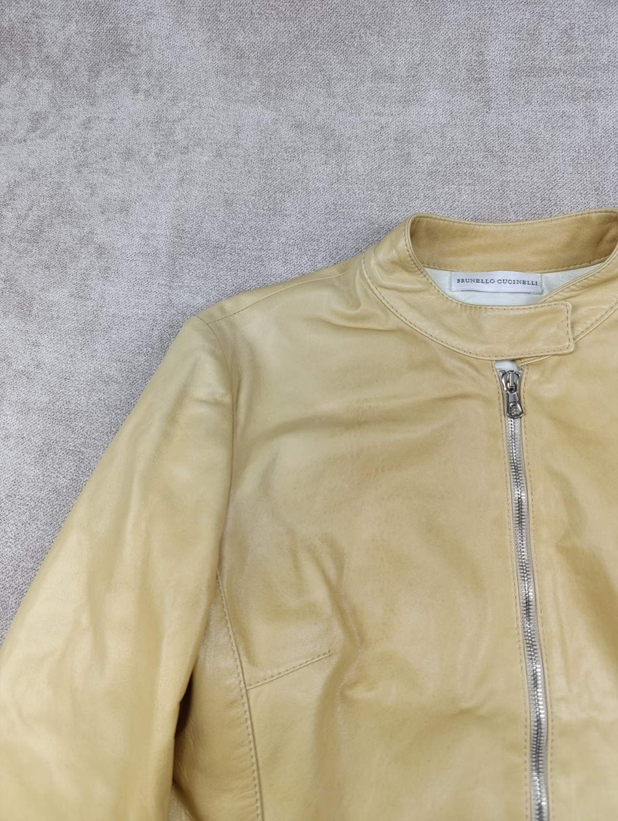 Brunello Cucinelli BRUNELLO CUCINELLI WOMENS LEATHER JACKET WHITE CREAM Size L / US 10 / IT 46 - 5 Thumbnail