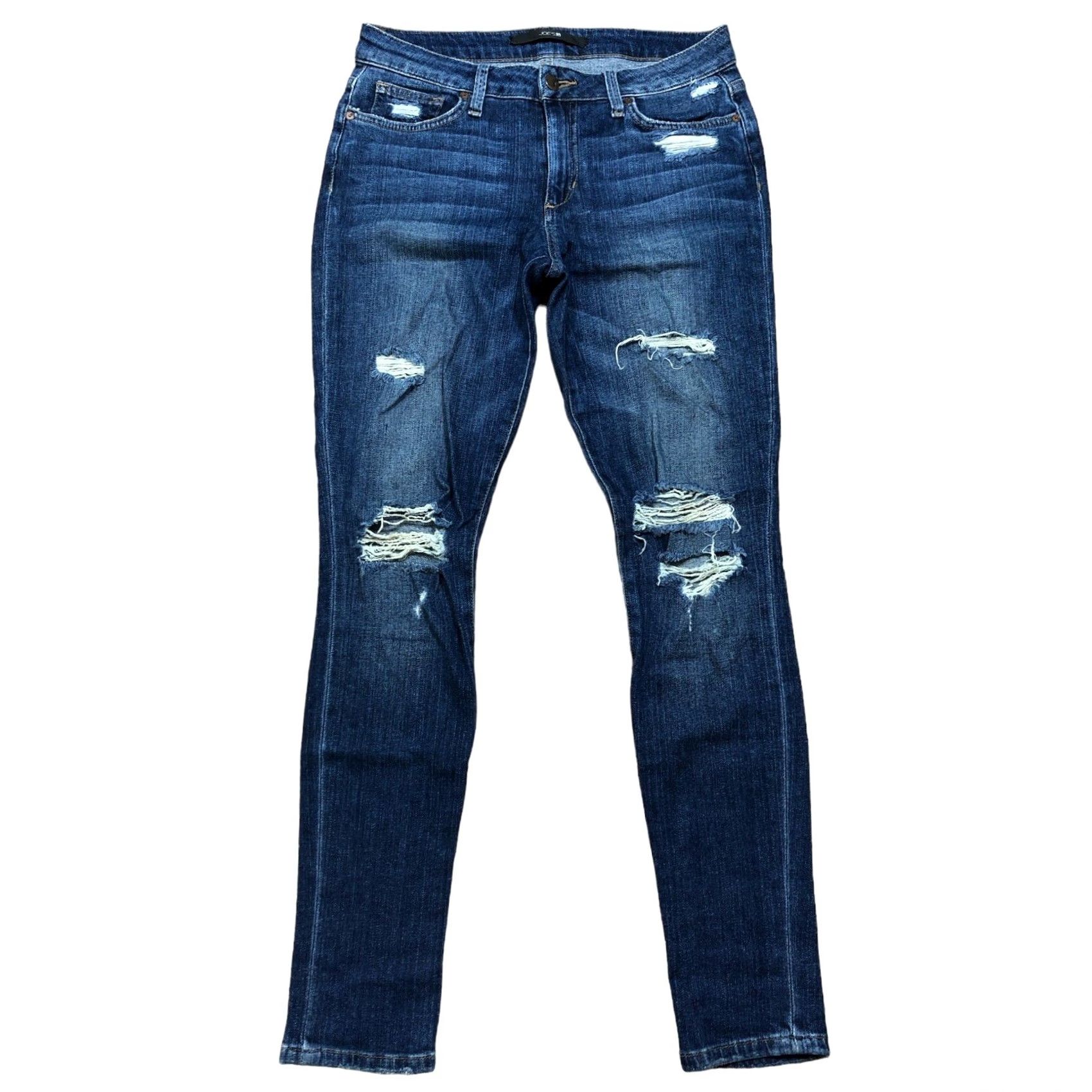 Vintage Joe's Jeans Blue Denim Pants Jeans Slim Distressed 27x29 Womens Mid Rise 5-Pocket Denim Blue Baggy Classic Modern Bohemian City USA 27x29 Womens Size 27" / US 4 / IT 40 - 2 Thumbnail