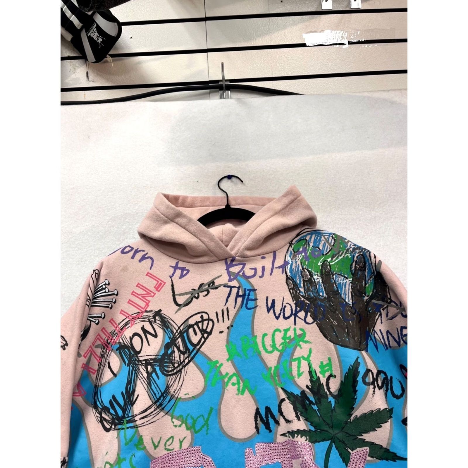 Pinko FNTY Hoodie Womens M Pink Blue Graffiti-Style Full Zip Graphic Cotton-Polyester Streetwear Size M / US 6-8 / IT 42-44 - 5 Thumbnail