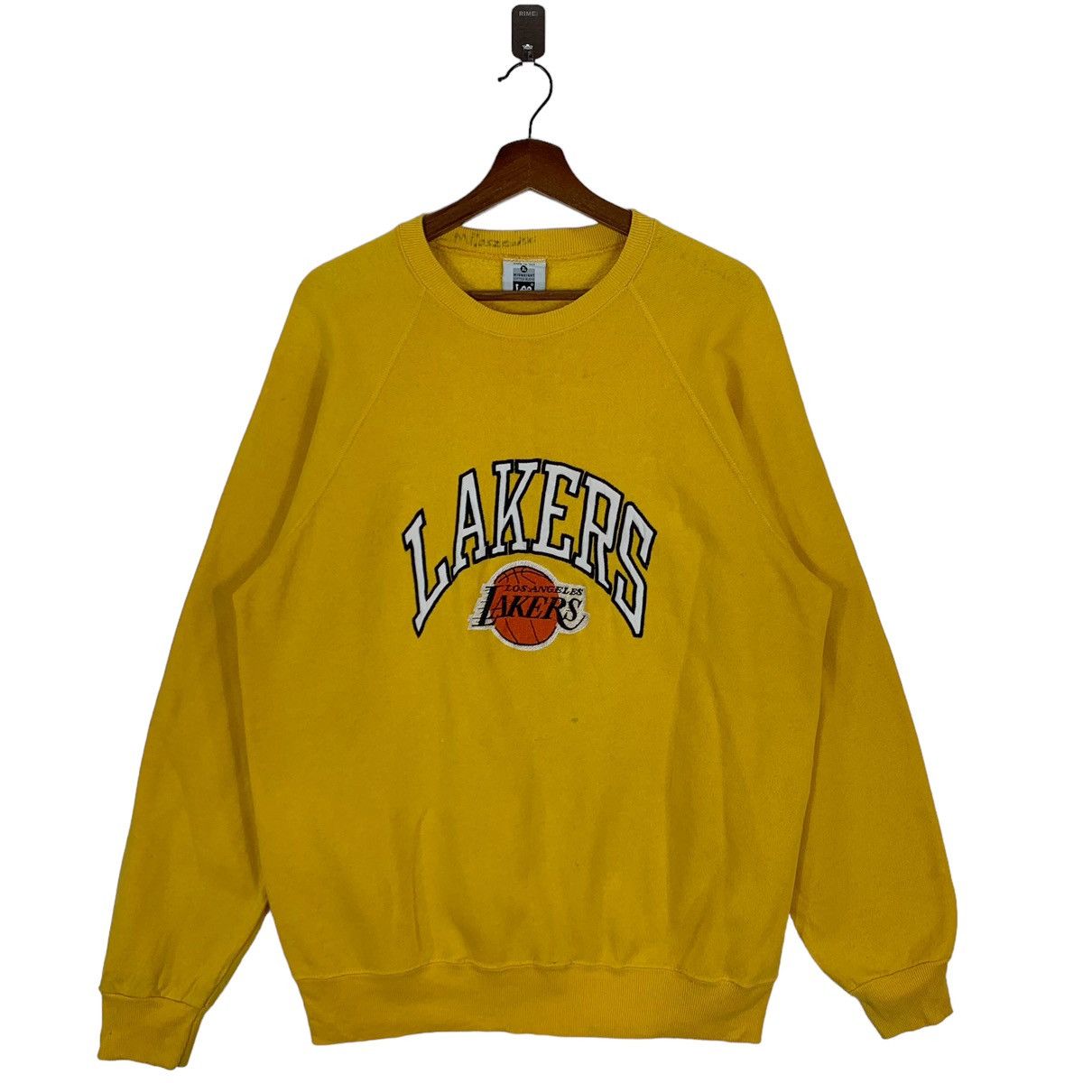 image of L A Lakers x Lakers Vintage 80's Los Angeles Lakers Nba Crewneck Sweatshirt in Yellow (Size XL)