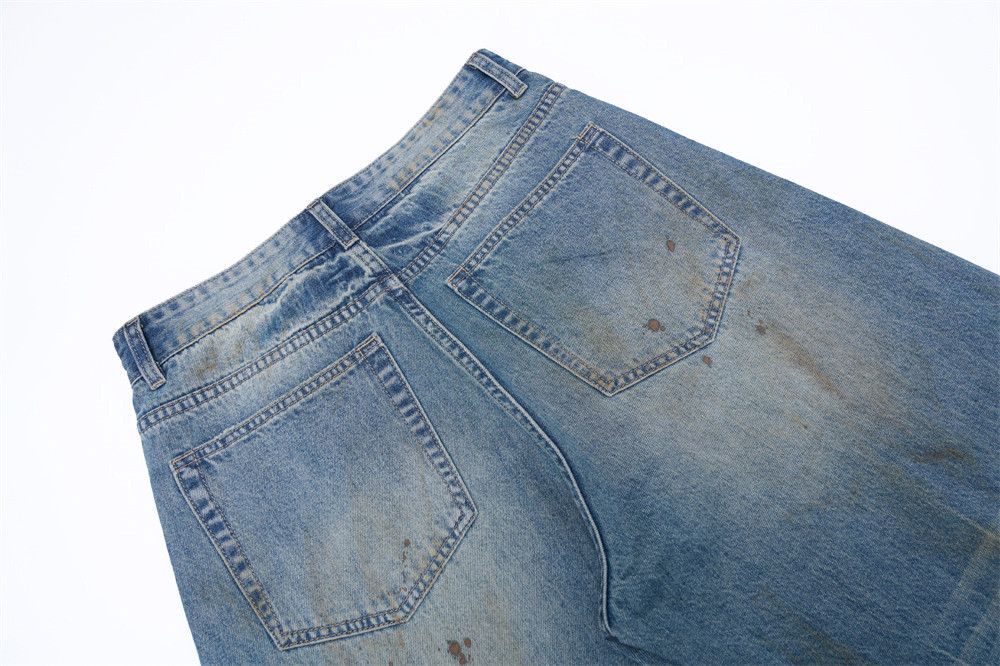 Vintage Men's loose washed ink-splashed distressed scimitar jeans Size US 32 / EU 48 - 5 Thumbnail