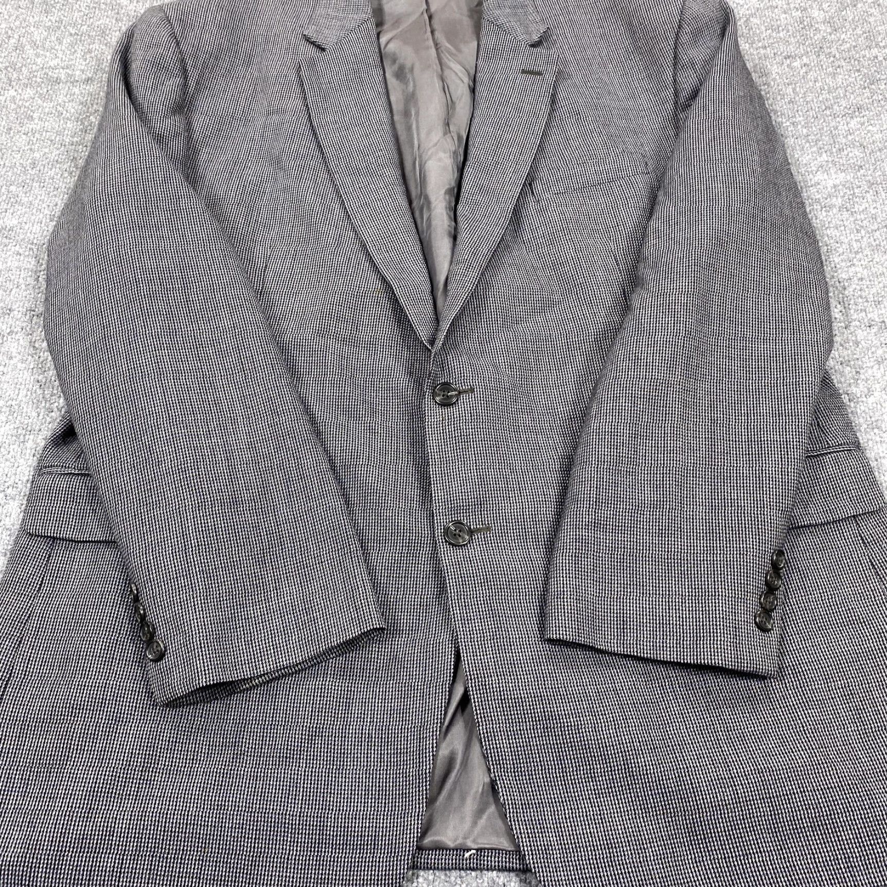 Chaps Chaps Blazer Mens 48L Long Gray Check Wool Sport Coat Two-Button Lined Jacket Size 48R - 2 Thumbnail