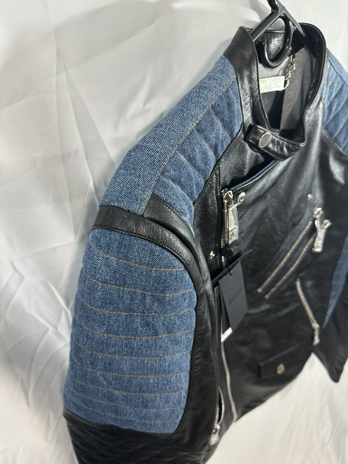 Philipp Plein Philipp Plein Leather x Denim Jacket Size US L / EU 52-54 / 3 - 8 Thumbnail
