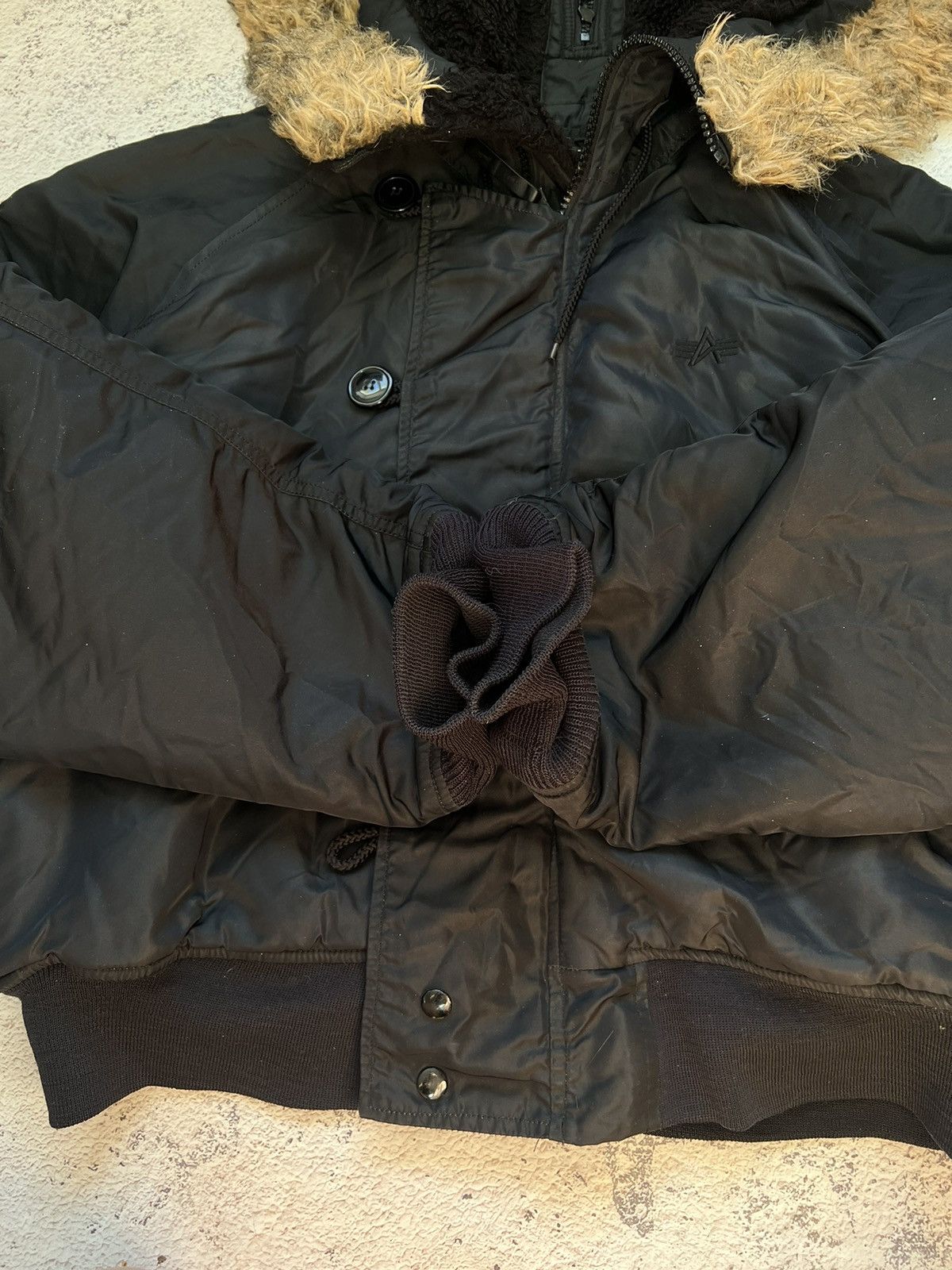 If Six Was Nine × Le Grande Bleu (L.G.B.) Y2K VINTAGE MOHAIR FUZZY FLUFFY FUR HOOD FAUX BOMBER JACKET Size US M / EU 48-50 / 2 - 10 Thumbnail