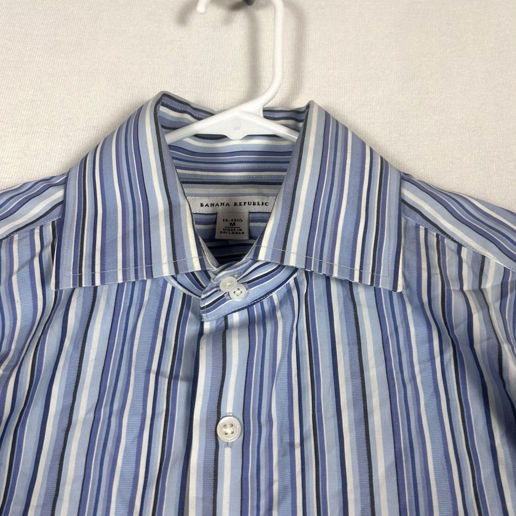 Banana Republic Banana Republic Dress Shirt Men's Medium 15-15.5 Blue Striped Long Sleeve Button Size 40R - 2 Thumbnail