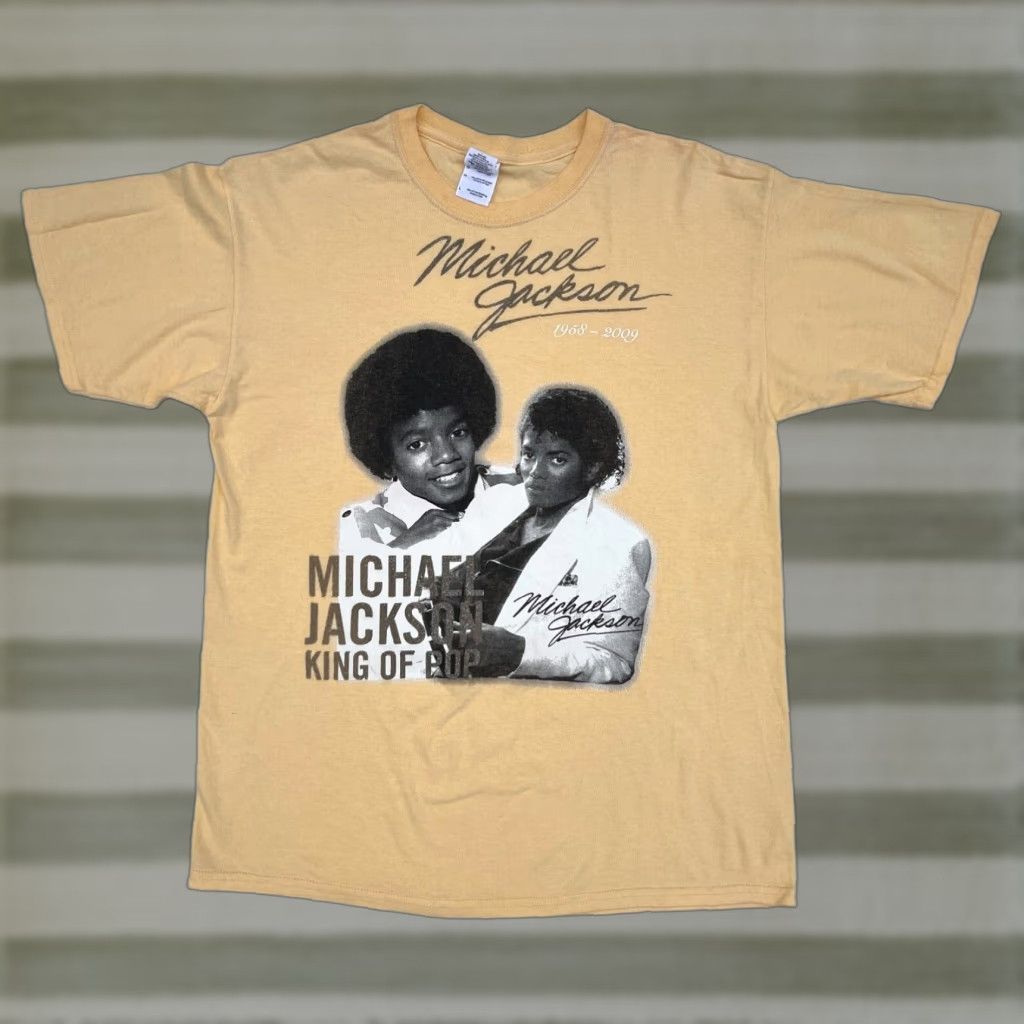 Gildan VINTAGE Michael Jackson Memorial 1958-2009 T-Shirt Sz L Mens Shirt Cotton Peach 2000s Music Gildan Ultra Cotton T-Shirt Size US L / EU 52-54 / 3 - 1 Thumbnail
