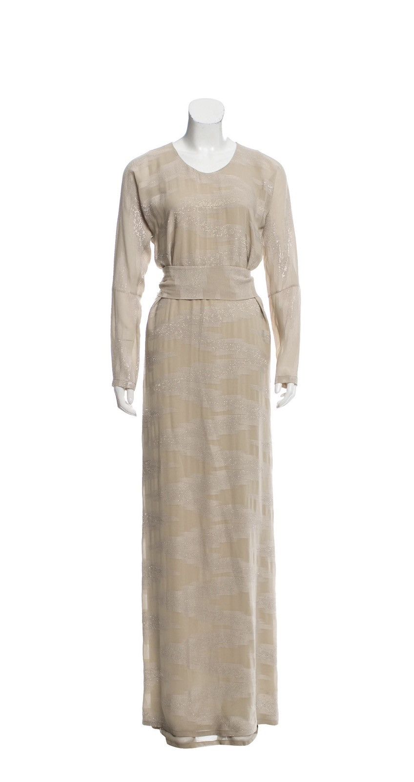 Yigal Azrouel Yigal Azrouël Silk Blend Maxi Dress XS US 2 Creme Striped Size XS / US 0-2 / IT 36-38 - 3 Thumbnail