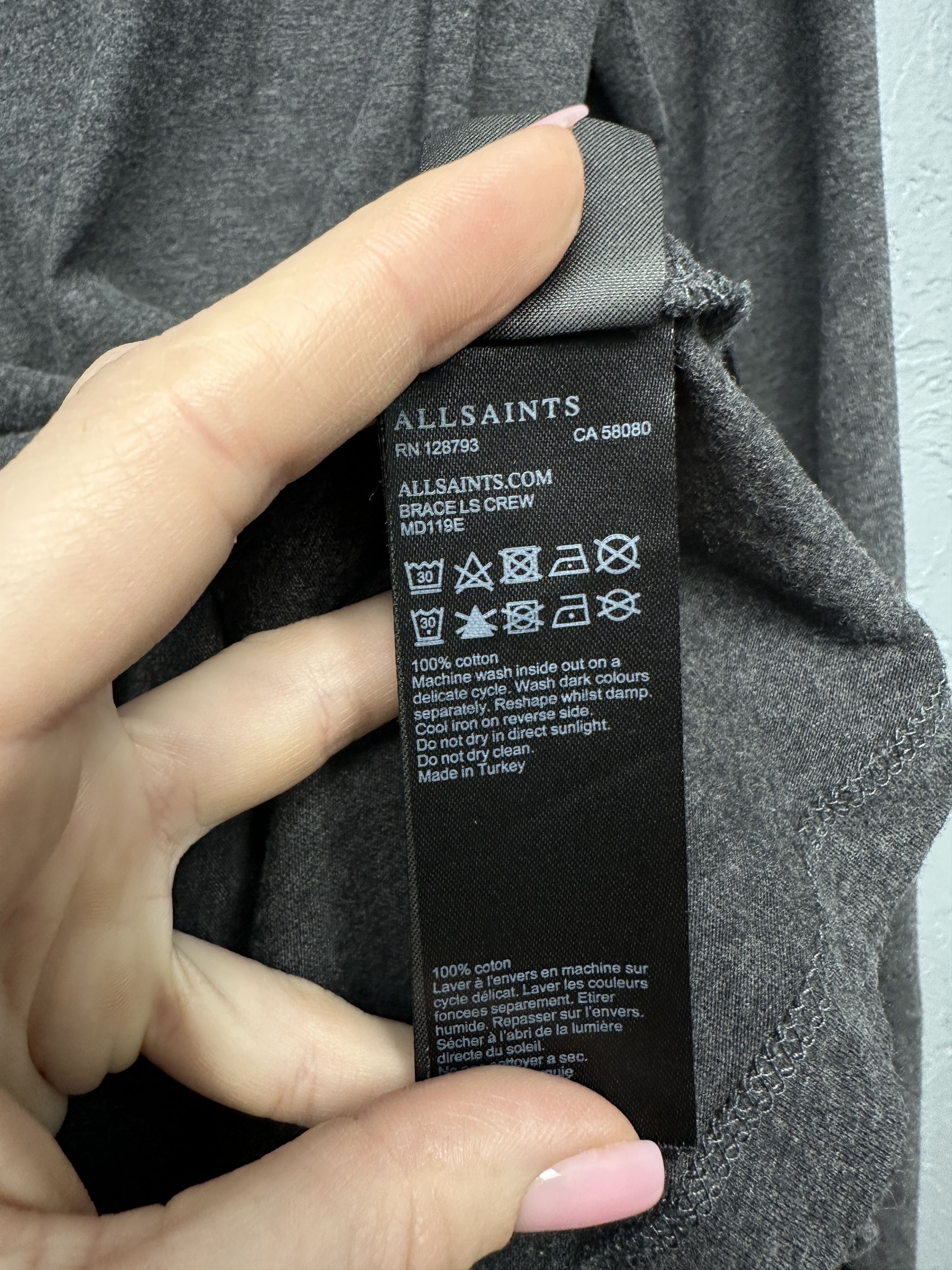 Allsaints Allsaints Brace Mens Crew Neck Long Sleeve T-Shirt Tee Size US M / EU 48-50 / 2 - 5 Thumbnail