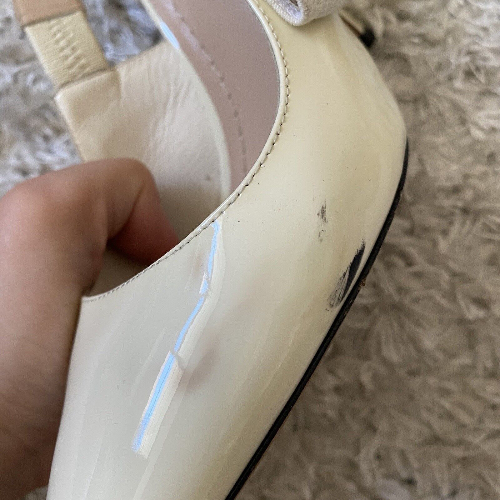 Dior Christian Dior Womens White J'adior Patent Leather Slingback Size US 6 / IT 36 - 8 Thumbnail