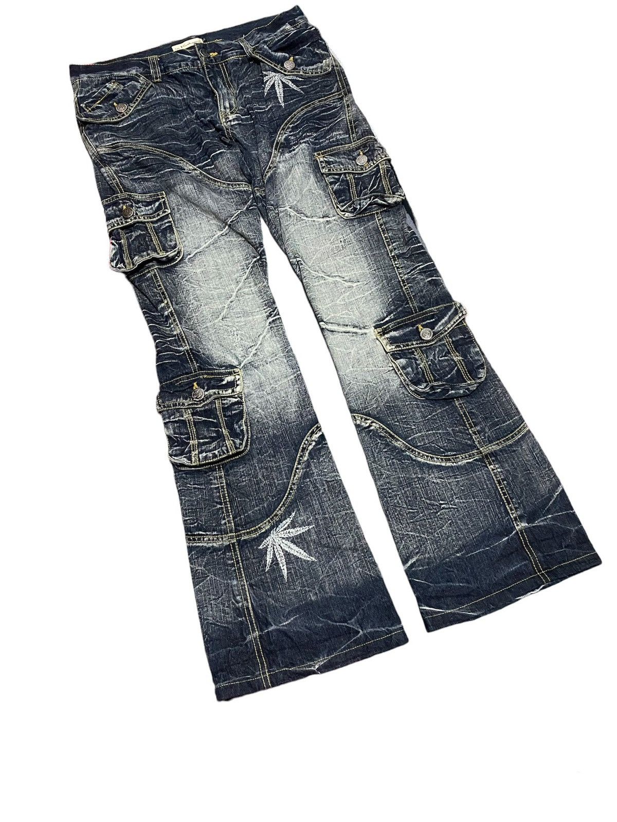 Japanese Brand Vintage 4 pockets flare pants Marijuana Size US 32 / EU 48 - 2 Thumbnail