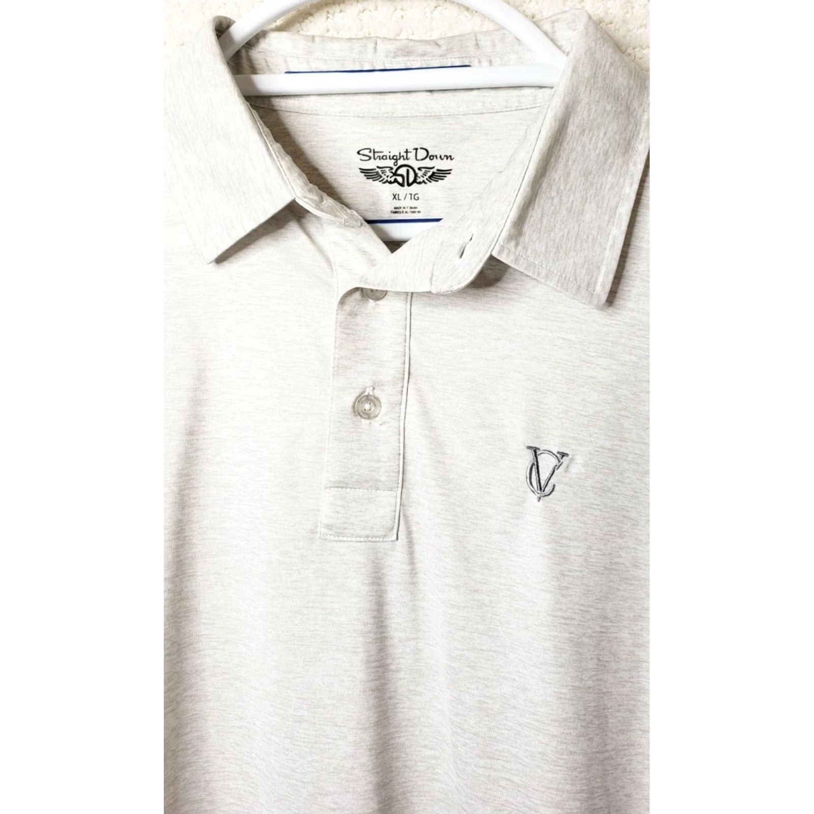 Vintage Straight Down Golf Polo Shirt Mens XL Heathered Gray Short Sleeve VC Logo on Chest Size US XL / EU 56 / 4 - 3 Thumbnail