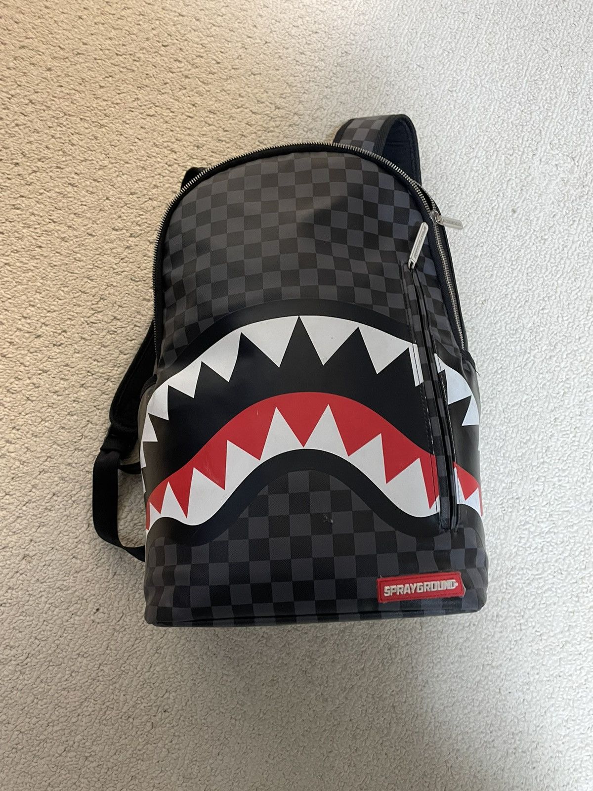 image of Sprayground Men's Black Ghost Chenille Shark Backpack