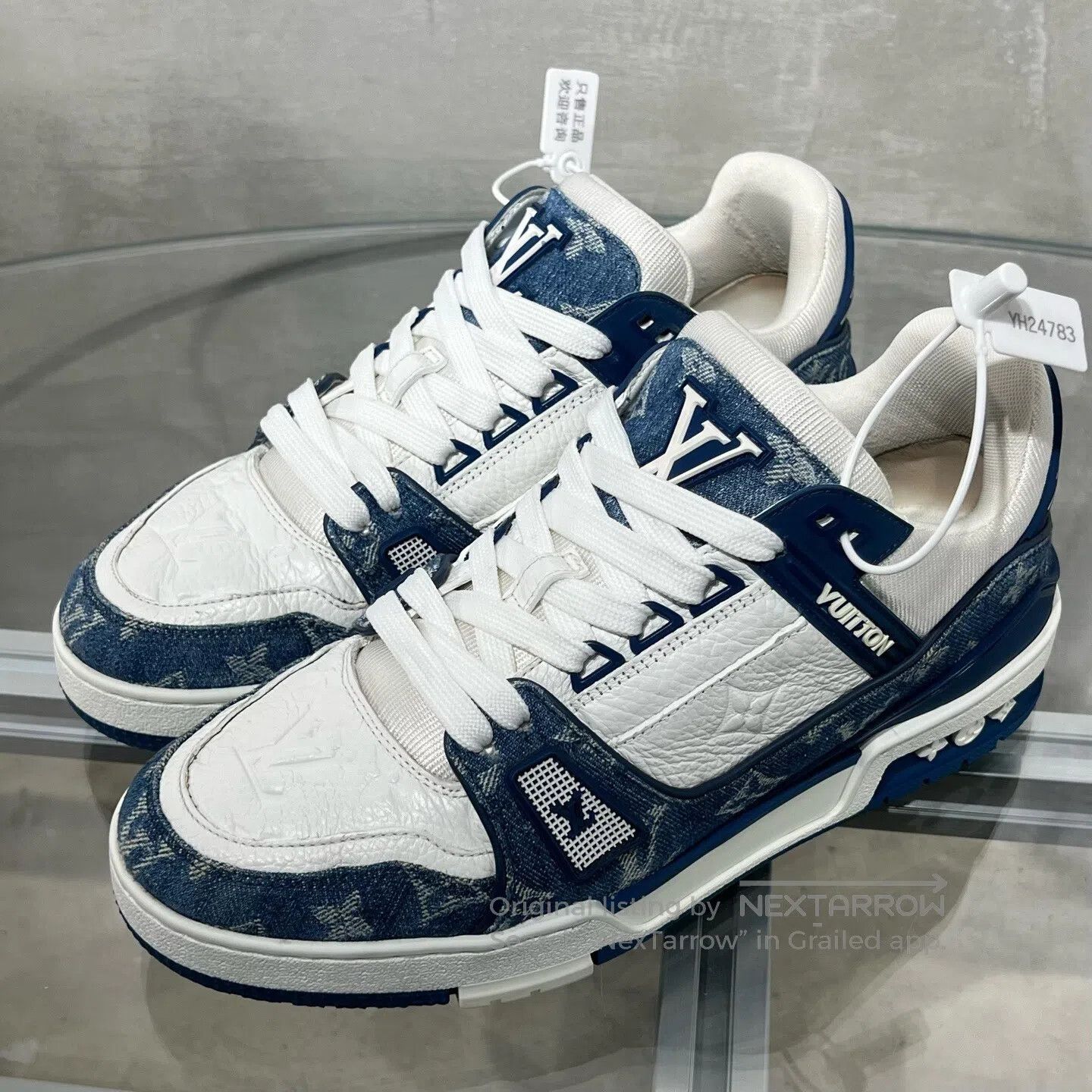 Louis Vuitton Louis Vuitton Trainer White Blue Jeans shoes Size US 7 / EU 40 - 1 Thumbnail
