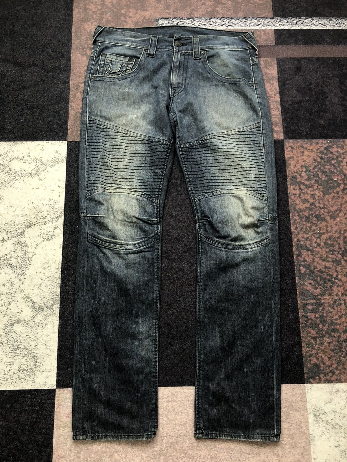 Vintage Vintage True Religion Moto Double Knee Jeans Size US 37 - 3 Thumbnail