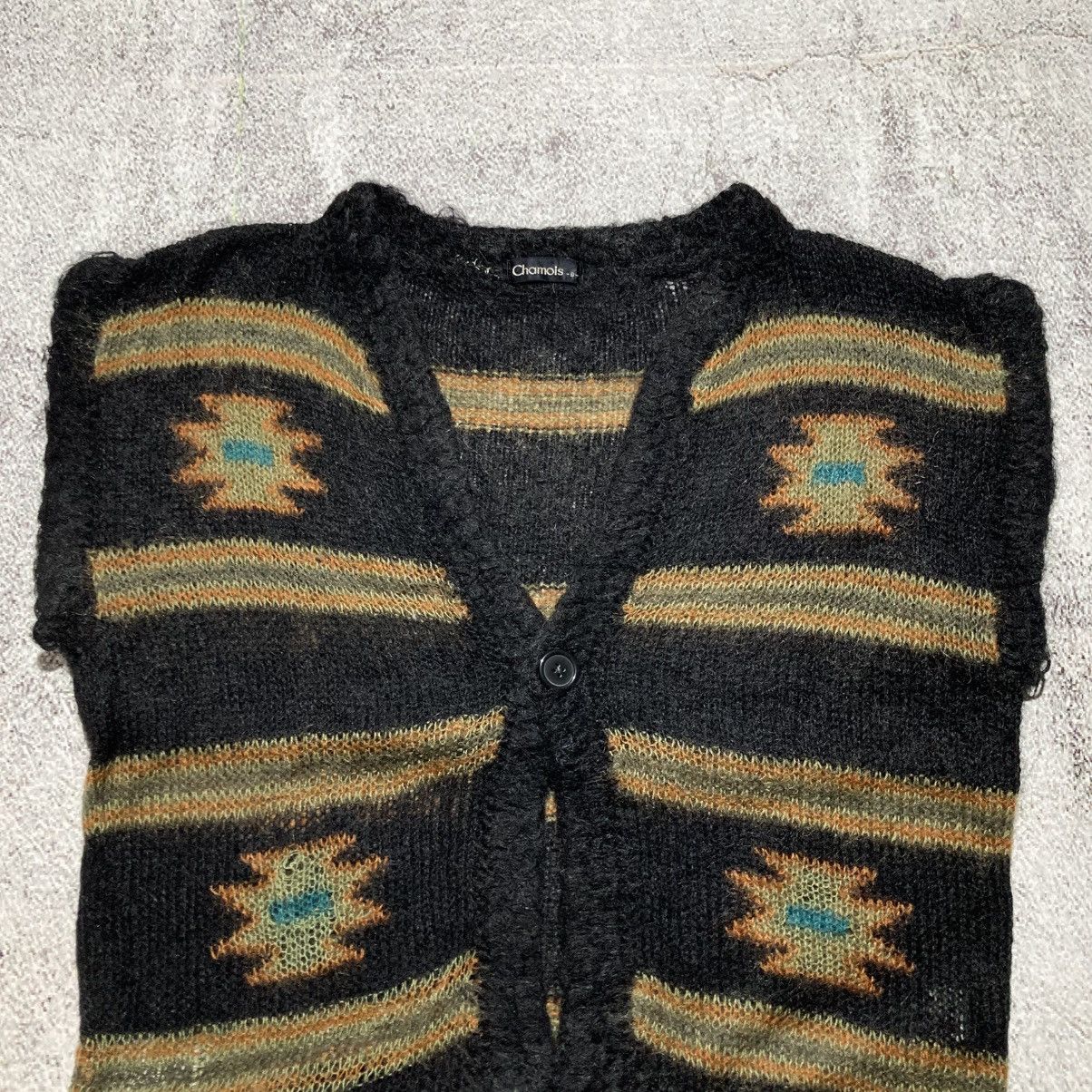 Japanese Brand 2000s Chamois Navajo Motif Mohair Wool Knit Vest Black Size US L / EU 52-54 / 3 - 2 Thumbnail