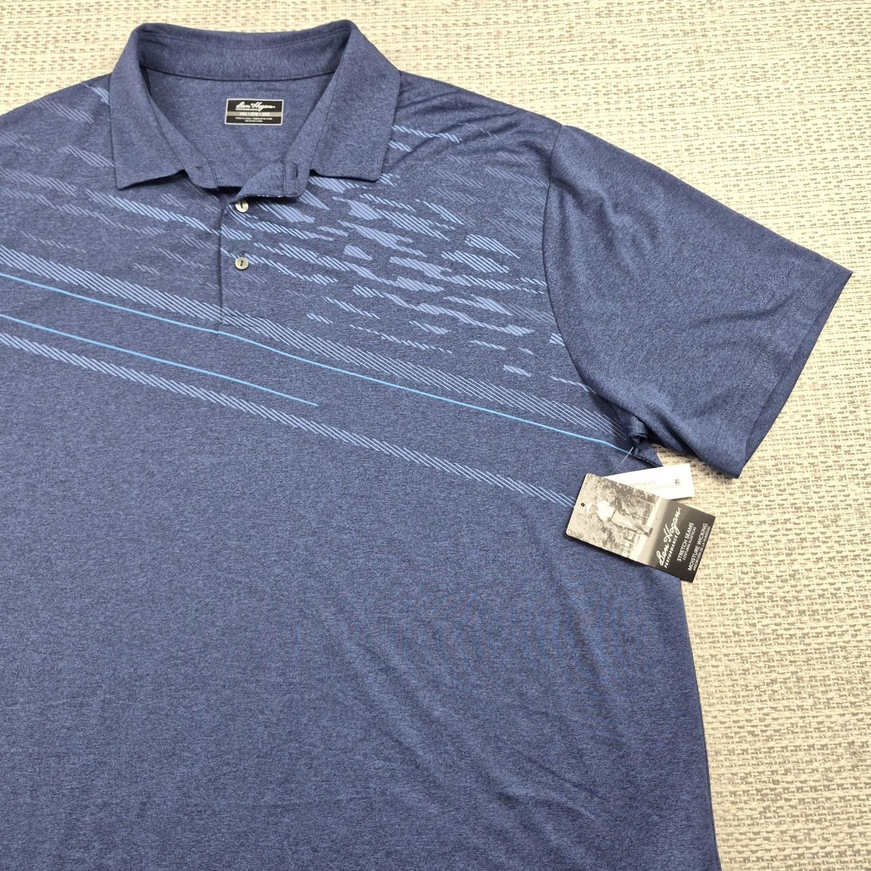 Hogan Ben Hogan Golf Polo Shirt Mens 2XL Blue Asymmetric Stripe Performance Stretch Polo Shirt S2XL Mens Blue Stripe Golf Polo Size US XXL / EU 58 / 5 - 2 Thumbnail