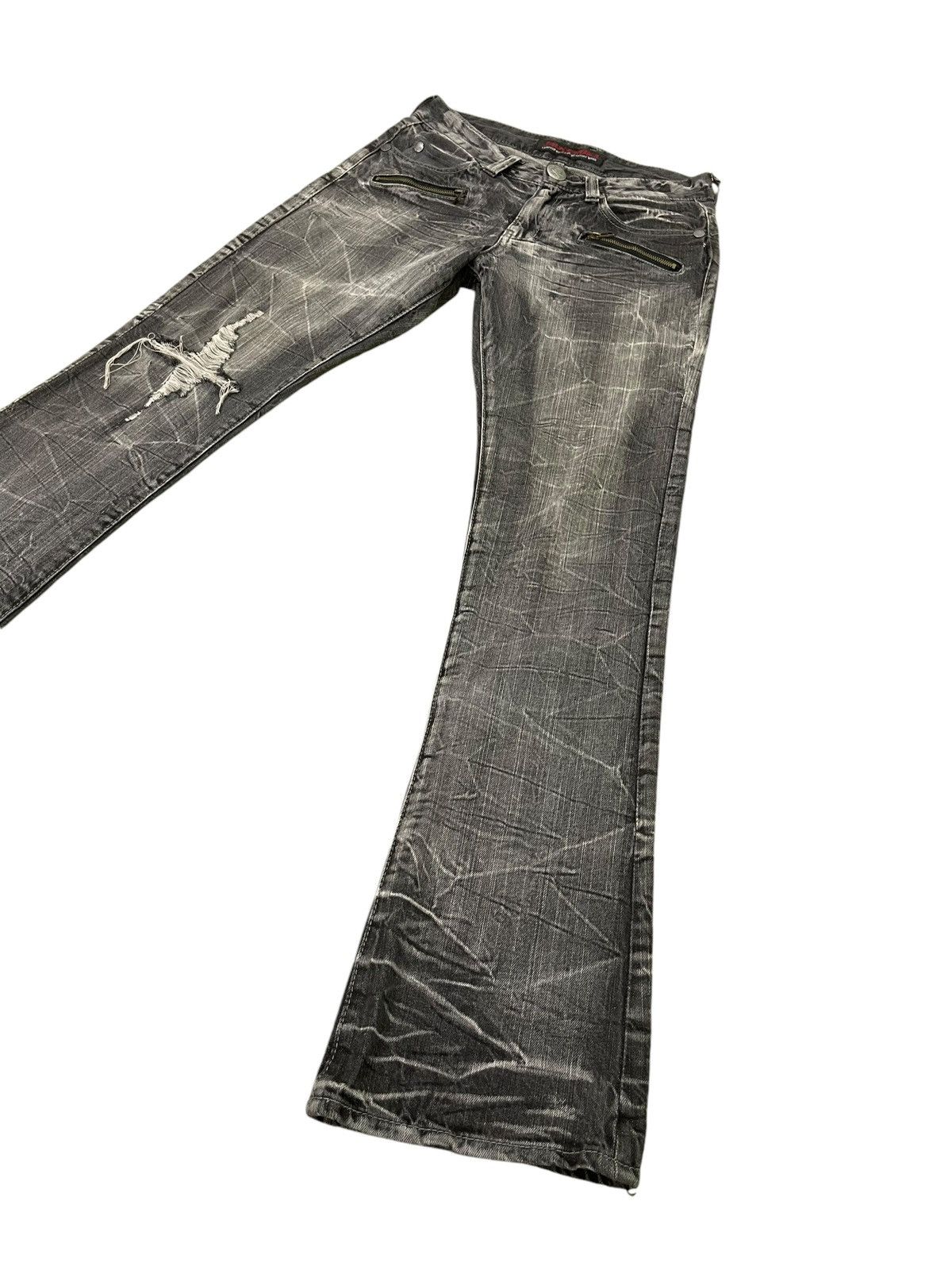 Japanese Brand Flare Jeans Jack Serika Faded Distress Boot Cut 8🟦9 Size US 29 - 3 Thumbnail