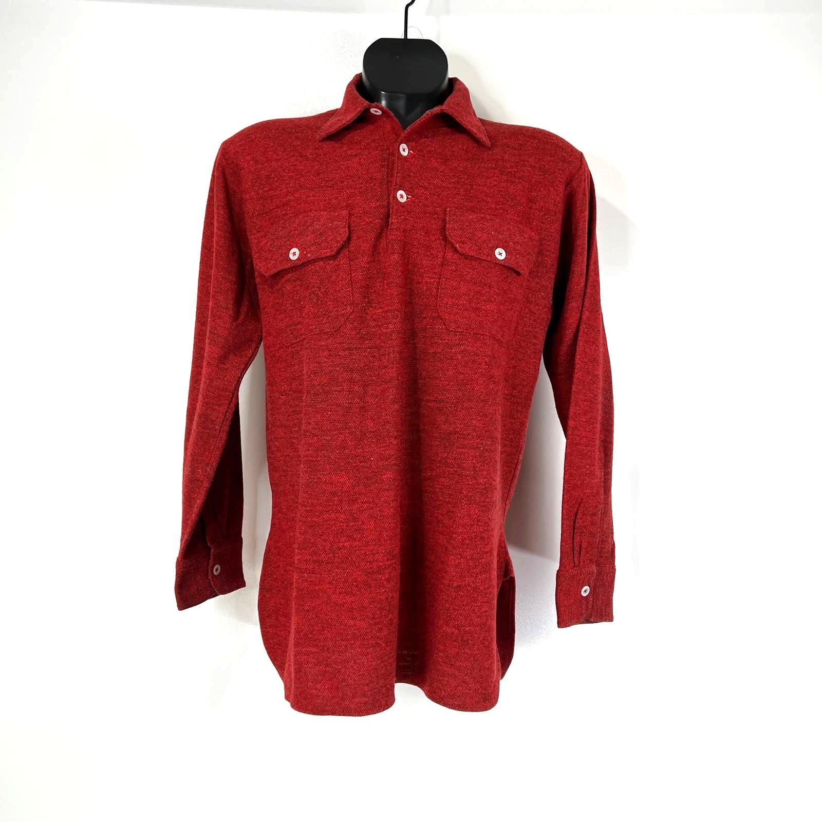 Vintage Spinnaker Wool Shirt Red Polo Top