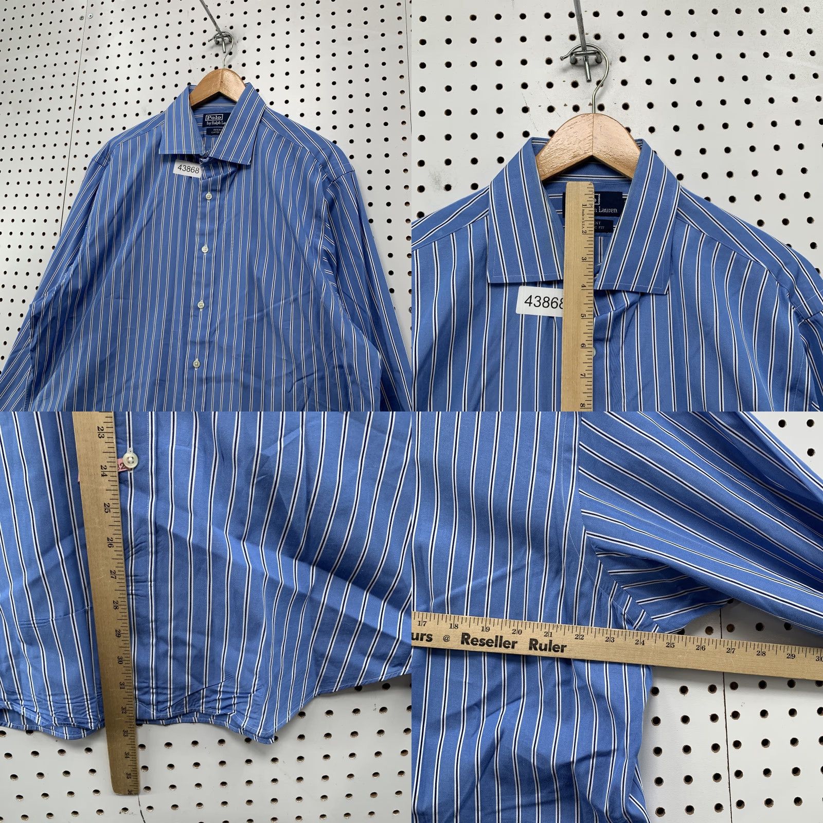 Polo Ralph Lauren Polo Ralph Lauren Button Up Regent Shirt Mens XL 17 Neck Blue Striped Size US XL / EU 56 / 4 - 8 Thumbnail