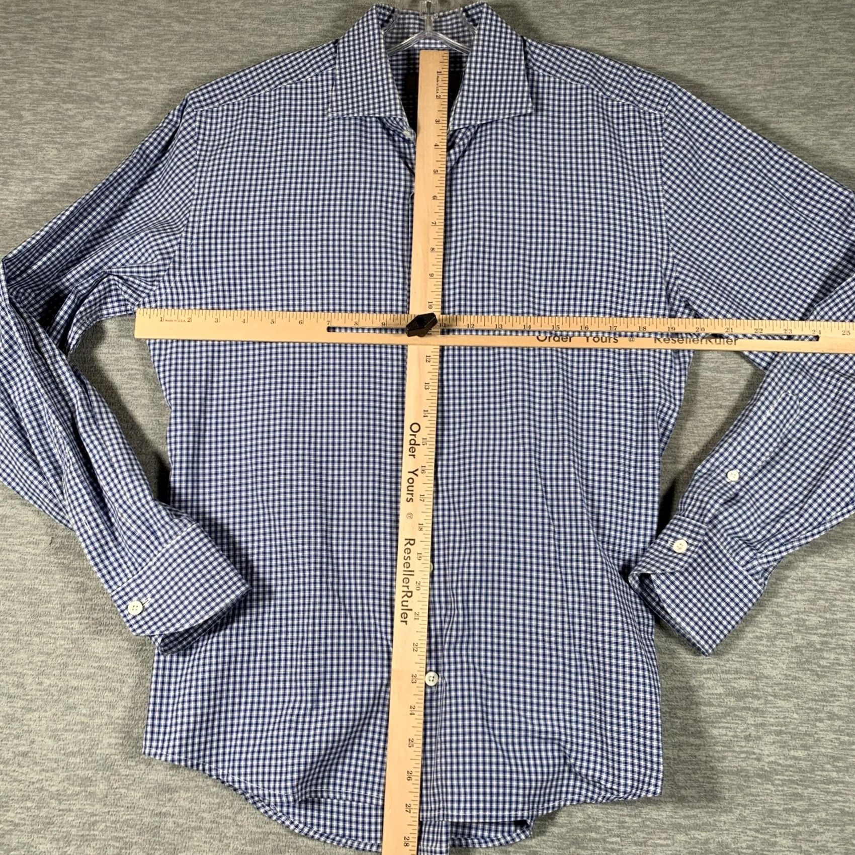 Canali Canali Dress Shirt Mens 16 Blue Gingham Long Sleeve Made In Italy Size 42R - 7 Thumbnail