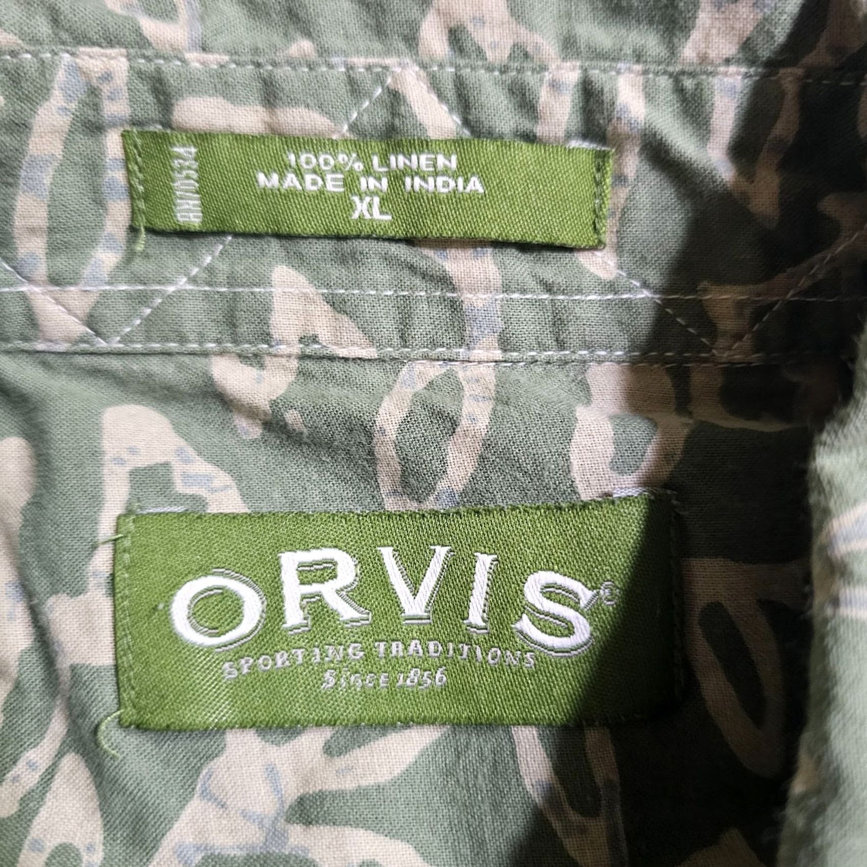 Orvis Orvis Shirt Mens XL Green Linen Short Sleeve Button-Up Beach Classic Casual Size US XL / EU 56 / 4 - 3 Thumbnail