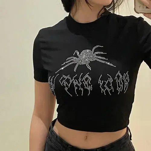 Japanese Brand × Vintage Crop Tops Black Y2k Streetwear Sexy Short Size L / US 10 / IT 46 - 2 Thumbnail