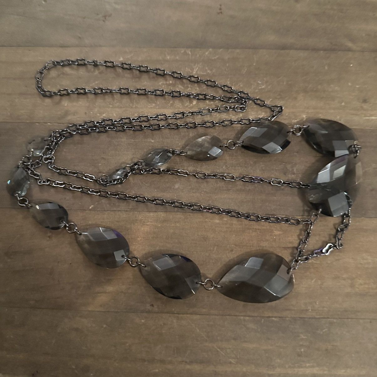 Other Long smokey faceted bead cross cross necklace Size ONE SIZE - 3 Thumbnail