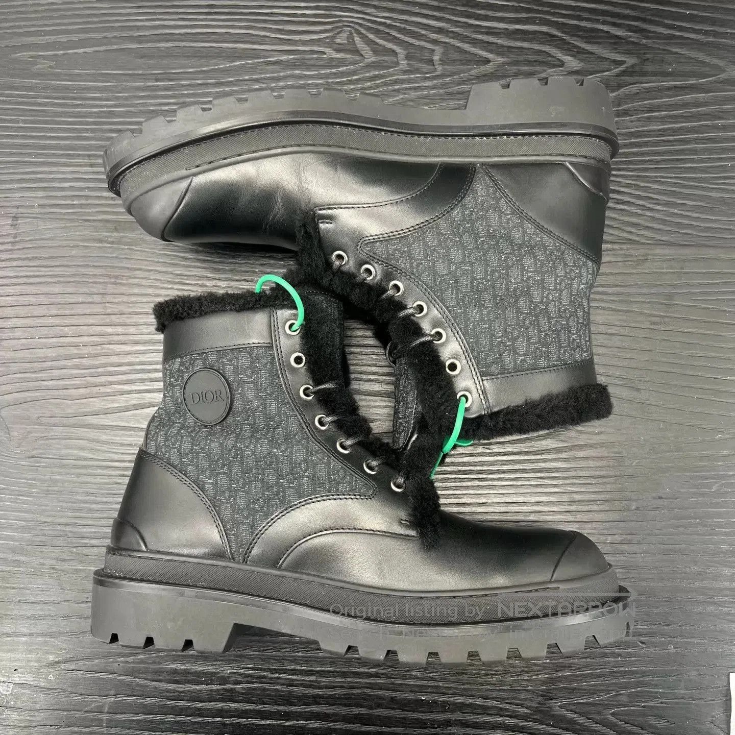 Other Black Fur-Trimmed Lace-Up Boots Size 10. Size US 10 / EU 43 - 3 Thumbnail