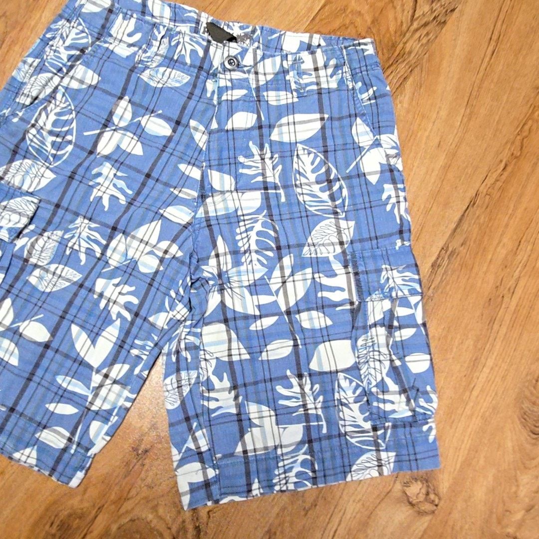 Other Plugg Cargo Shorts Blue Floral Plaid Pattern 34 Mens Shorts Size US 34 / EU 50 - 3 Thumbnail