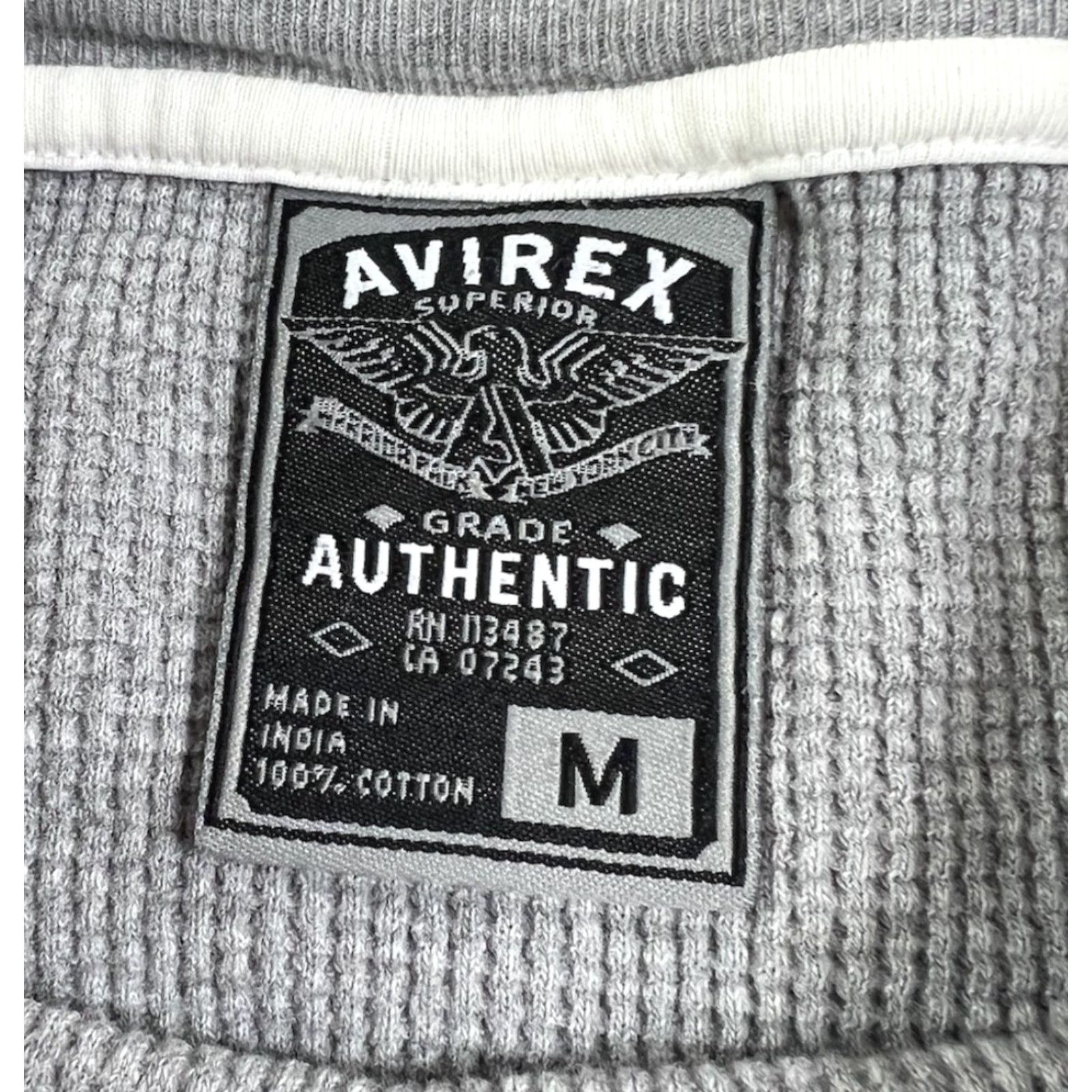 Avirex VINTAGE Avirex Mens Long Sleeve Shirt Thermal Waffle Knit Gray White Size M Graphic Print Crew Neck Hip Hop Retro 2000s Size US M / EU 48-50 / 2 - 5 Thumbnail