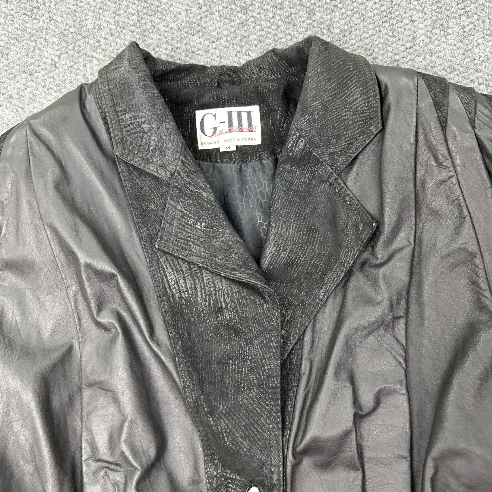 G-III VINTAGE G-III Black Leather Jacket Womens Medium Cropped Snap 80s Size M / US 6-8 / IT 42-44 - 5 Thumbnail