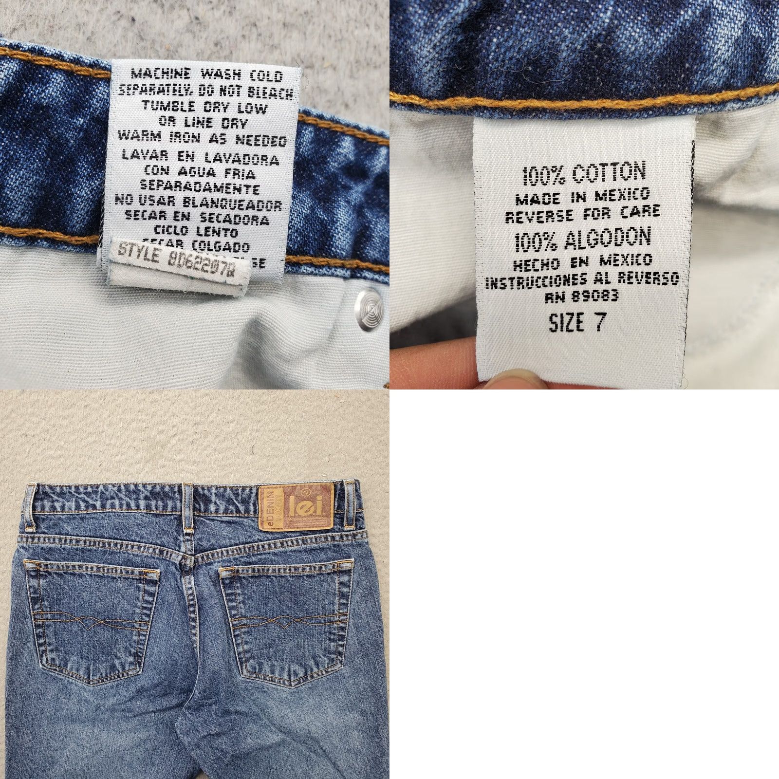 Vintage LEI Jeans Women Size 7 Blue Denim Medium Wash Straight Leg Arcuate Pocket Size 28" / US 6 / IT 42 - 8 Thumbnail