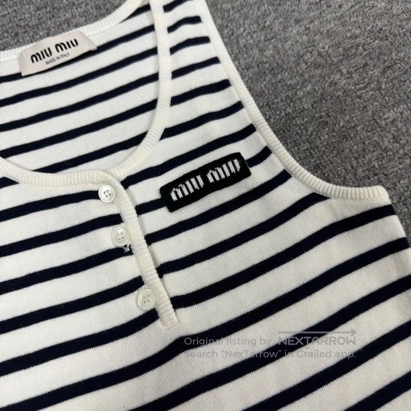 Miu Miu miu miu Alphabet Logo Striped Sleeveless Dress| Size S / US 4 / IT 40 - 5 Thumbnail