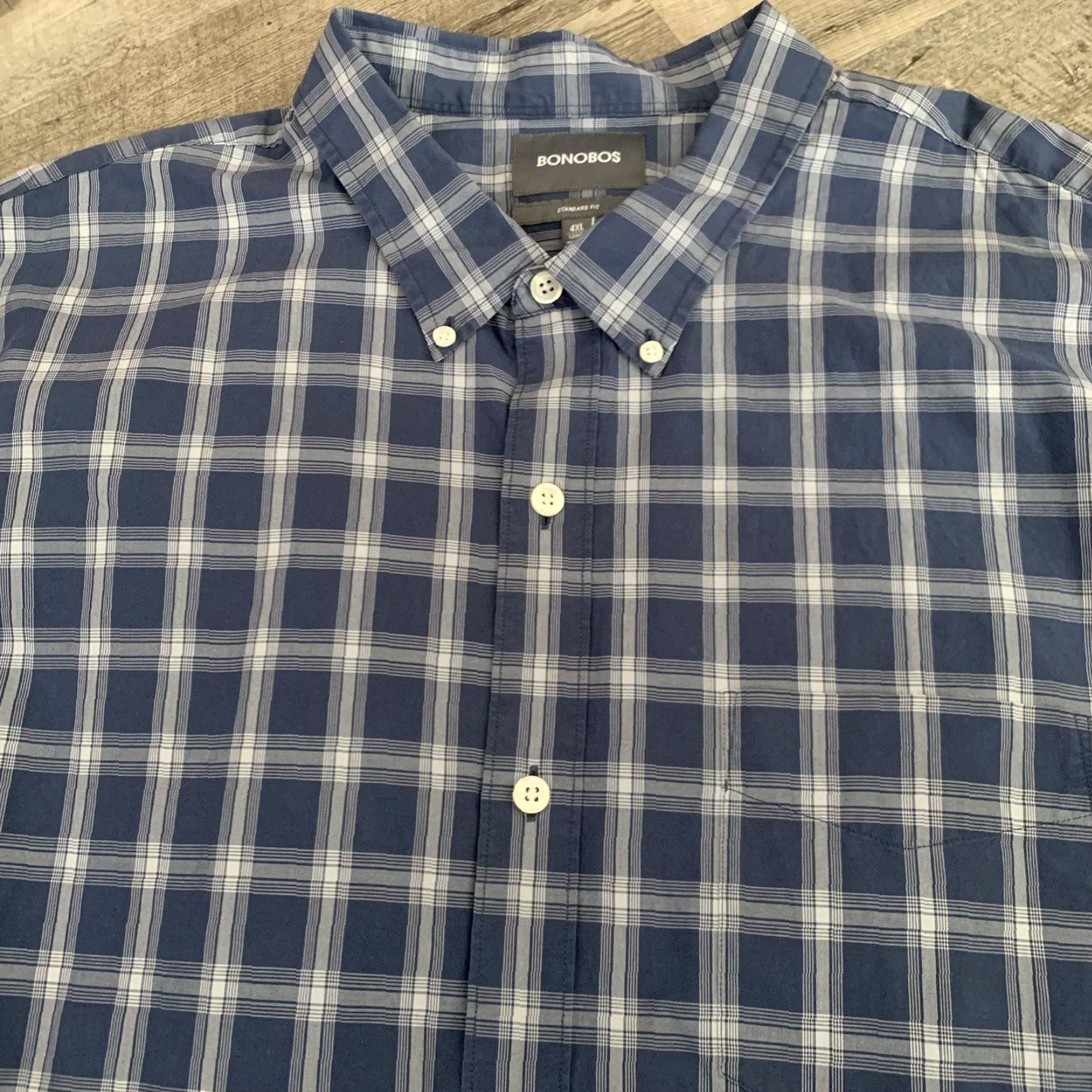 Bonobos Bonobos Shirt Mens 4XL Long Sleeve Button-Down Lightweight Cotton Plaid Blue Casual 4X Big & Tall Mens Size US XXL / EU 58 / 5 - 3 Thumbnail