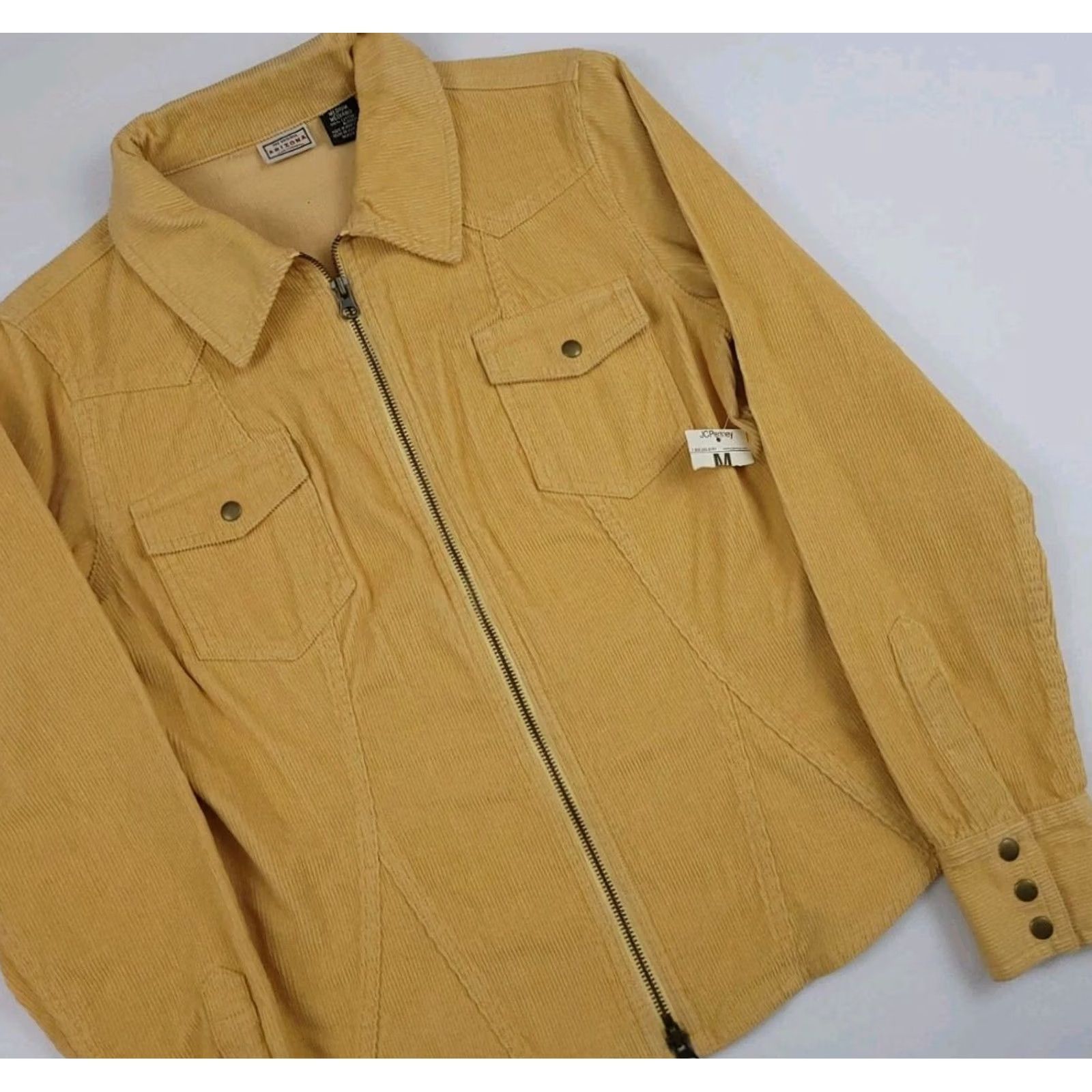 Vintage Vintage Arizona Y2k Corduroy Zip Lightweight Jacket Deadstock NWT Western Yellow Size M / US 6-8 / IT 42-44 - 2 Thumbnail