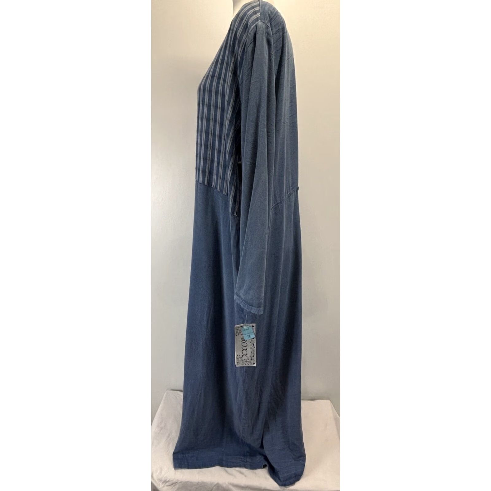 Vintage VINTAGE Froxx Tencel Maxi Dress 1X Plus Blue Long Sleeve Button Front Womens Size XL / US 12-14 / IT 48-50 - 2 Thumbnail