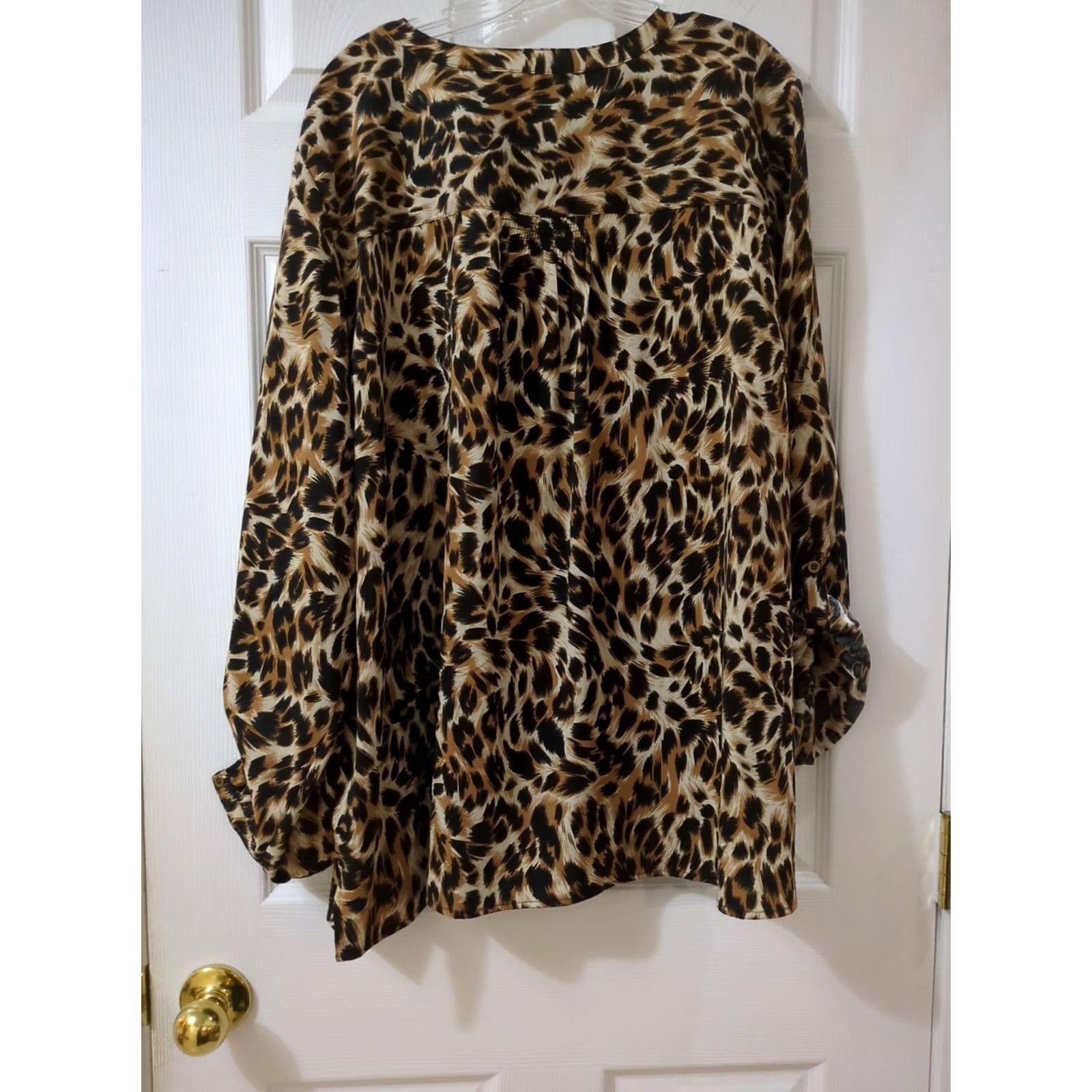 Croft & Barrow Croft & Barrow Womens 3XL Brown Leopard Animal Print Long Sleeve Blouse Size XXL / US 16-18 / IT 52-54 - 6 Thumbnail
