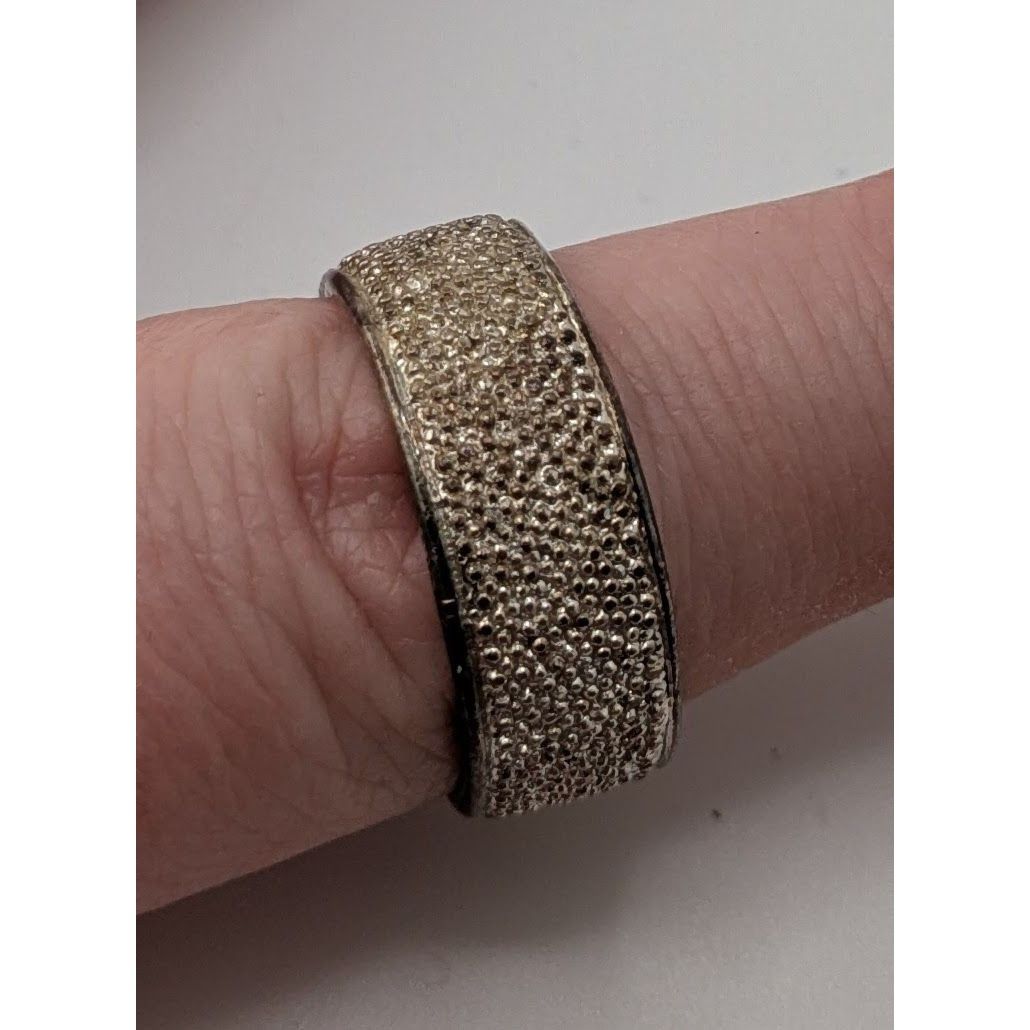 Other Wide Band Textured Silver-Tone Ring Size 9.5 Size ONE SIZE - 5 Thumbnail