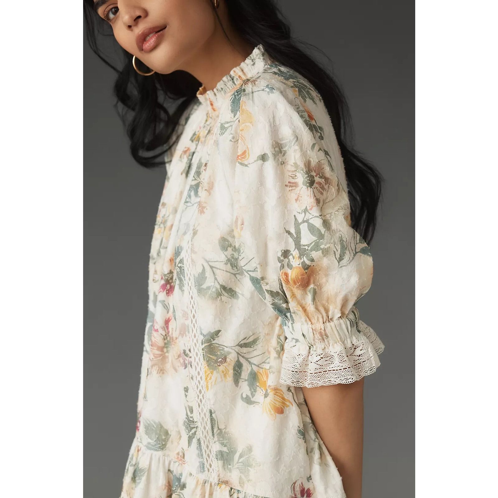 Anthropologie NWT Pilcro Short-Sleeve Mock-Neck Ruffle Mini Dress $168 XL Size XL / US 12-14 / IT 48-50 - 3 Thumbnail