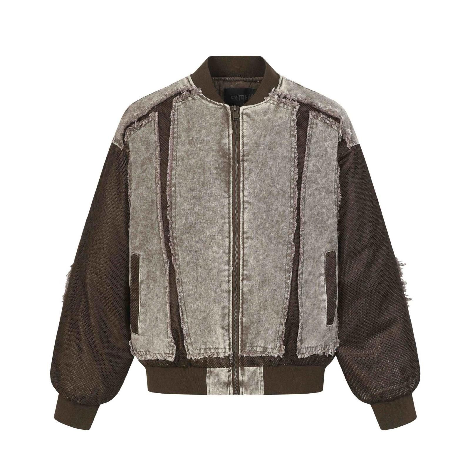 Japanese Brand Textured Patchwork Bomber Jacket, Casual Outerwear Size US M / EU 48-50 / 2 - 1 Thumbnail