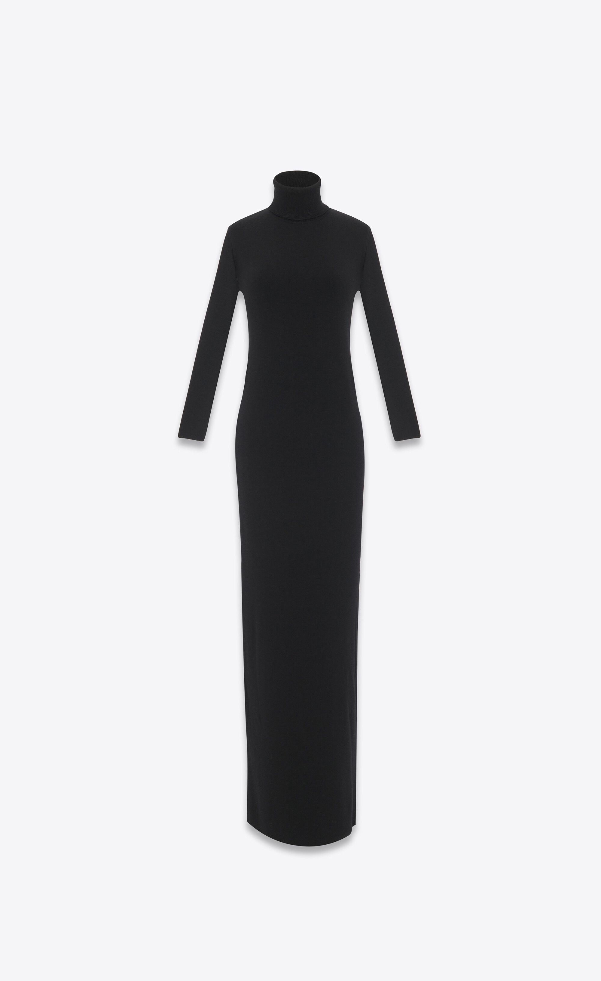 Saint Laurent Paris o1s1wg110125 756253 Long Turtleneck Dress in Wool in Black Size S / US 4 / IT 40 - 1 Thumbnail