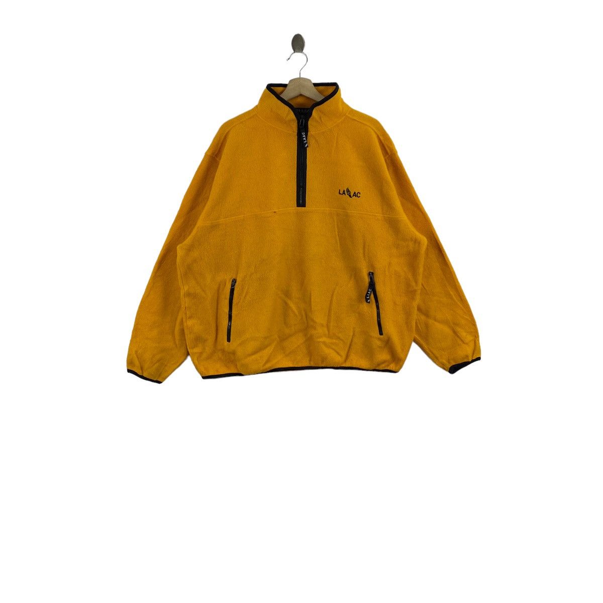 image of Made In USA Laaco Usa Brand Yellow Half Zipper Sherpa Light Jacket, Men's (Size Large)