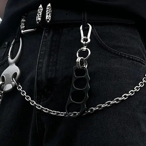 Jewelry 471Metal Brass Knuckle Keychain Clip, Edgy Men's Accessory Size ONE SIZE - 2 Thumbnail