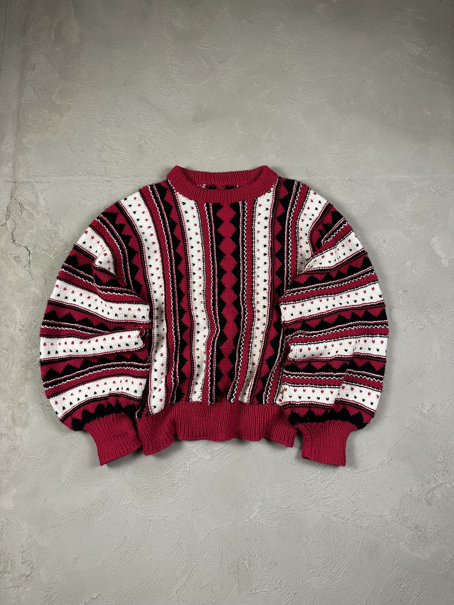Vintage Vintage 3D Cable Coogi Style Knit Cotton Boxy Sweater Size US L / EU 52-54 / 3 - 1 Thumbnail