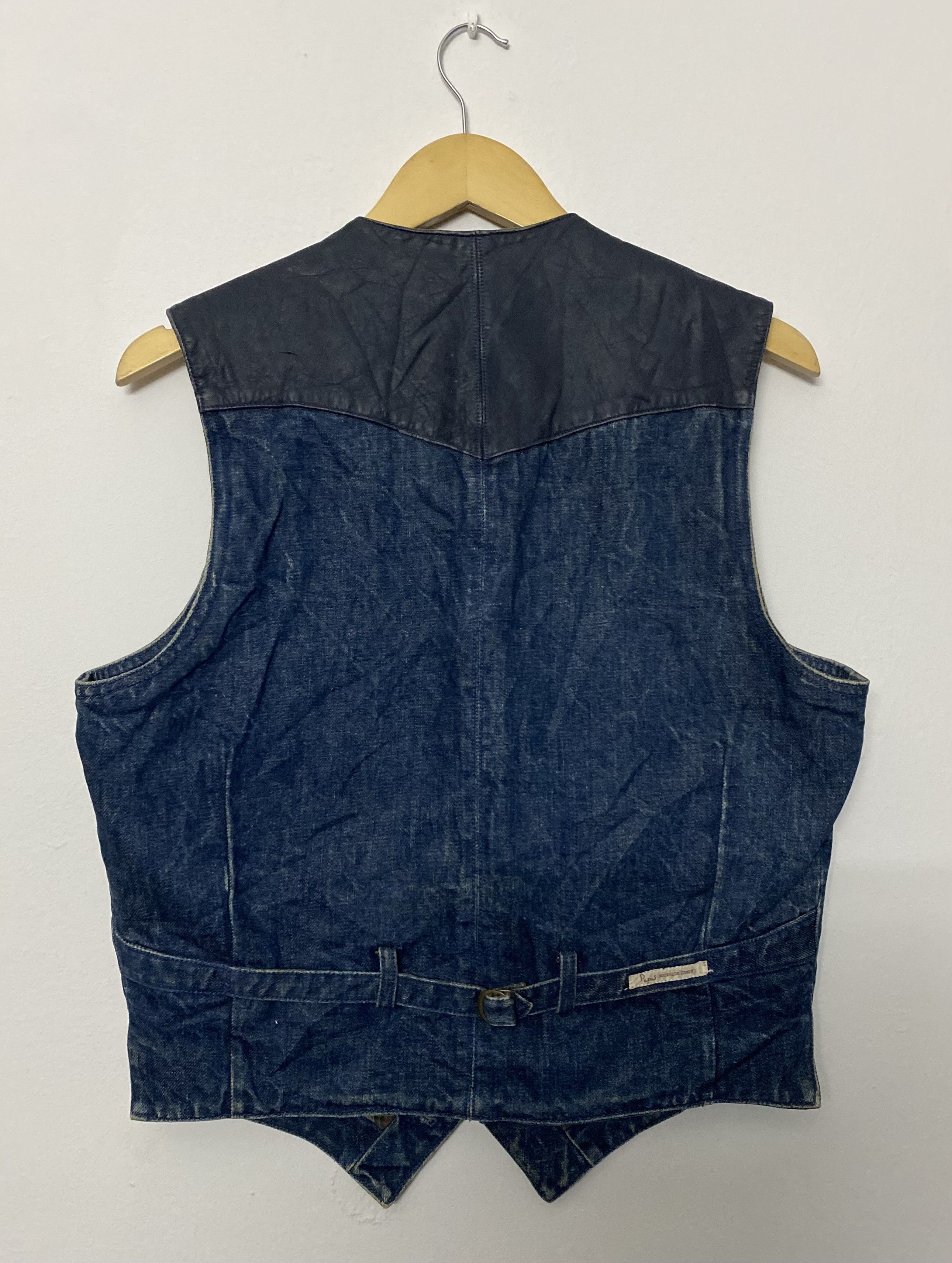 Japanese Brand Papas Maniere De Heming Denim Leather Western Vest Size S Size 48R - 2 Thumbnail