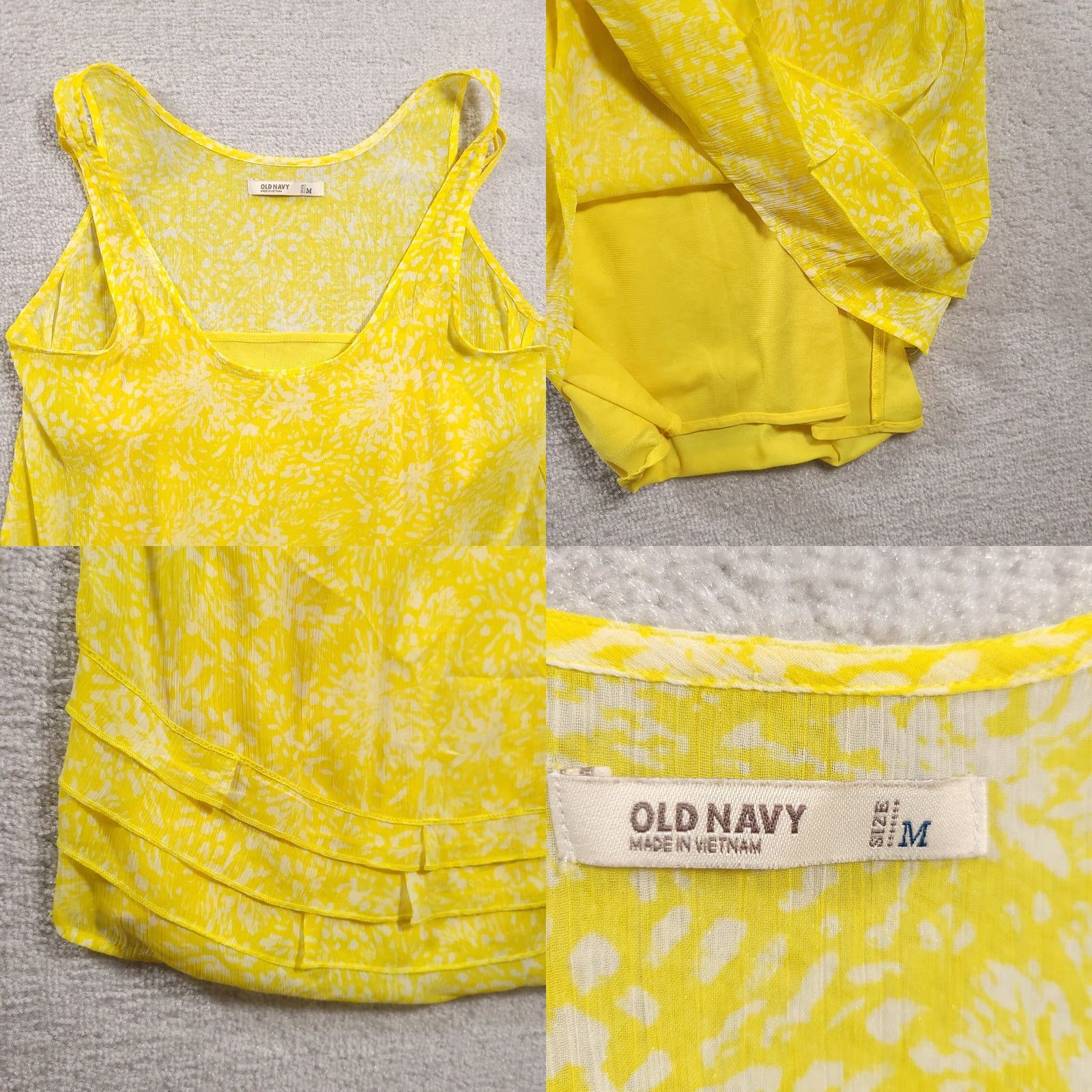Old Navy Old Navy Tank Top Womens Medium Yellow White Scoop Neck Abstract Size M / US 6-8 / IT 42-44 - 8 Thumbnail